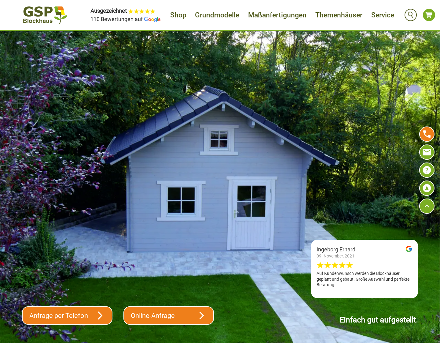 Aktuelle Website-Vorschau von GSP Blockhaus GmbH