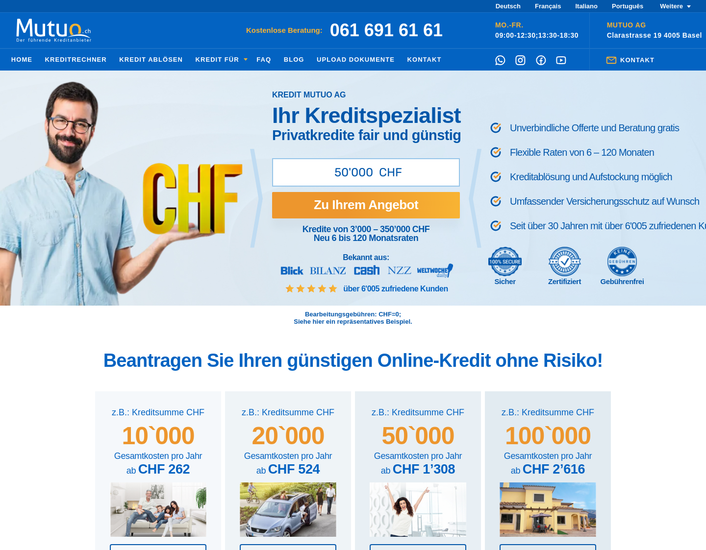 Aktuelle Website-Vorschau von Mutuo AG