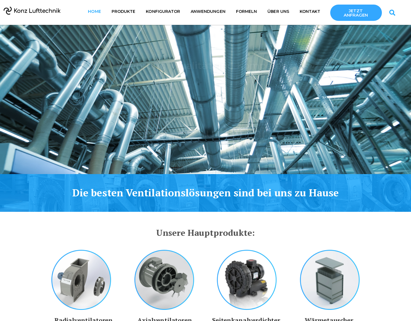 Aktuelle Website-Vorschau von KONZ - Ventilatoren