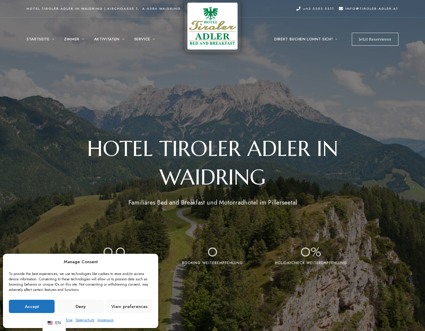 Aktuelle Website-Vorschau von Hotel in Waidring : Hotel Tiroler Adler