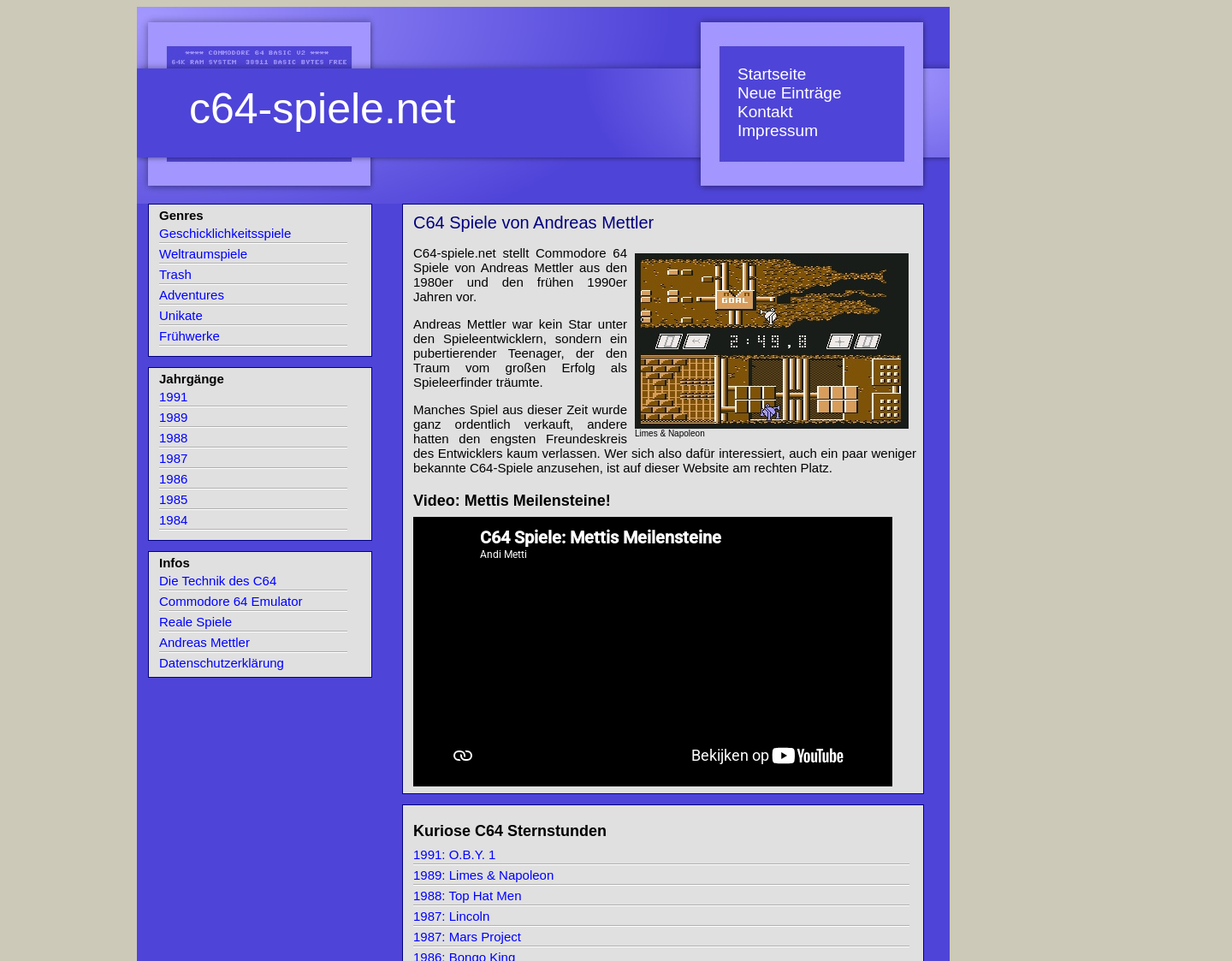 Aktuelle Website-Vorschau von Computerspiele für den C64