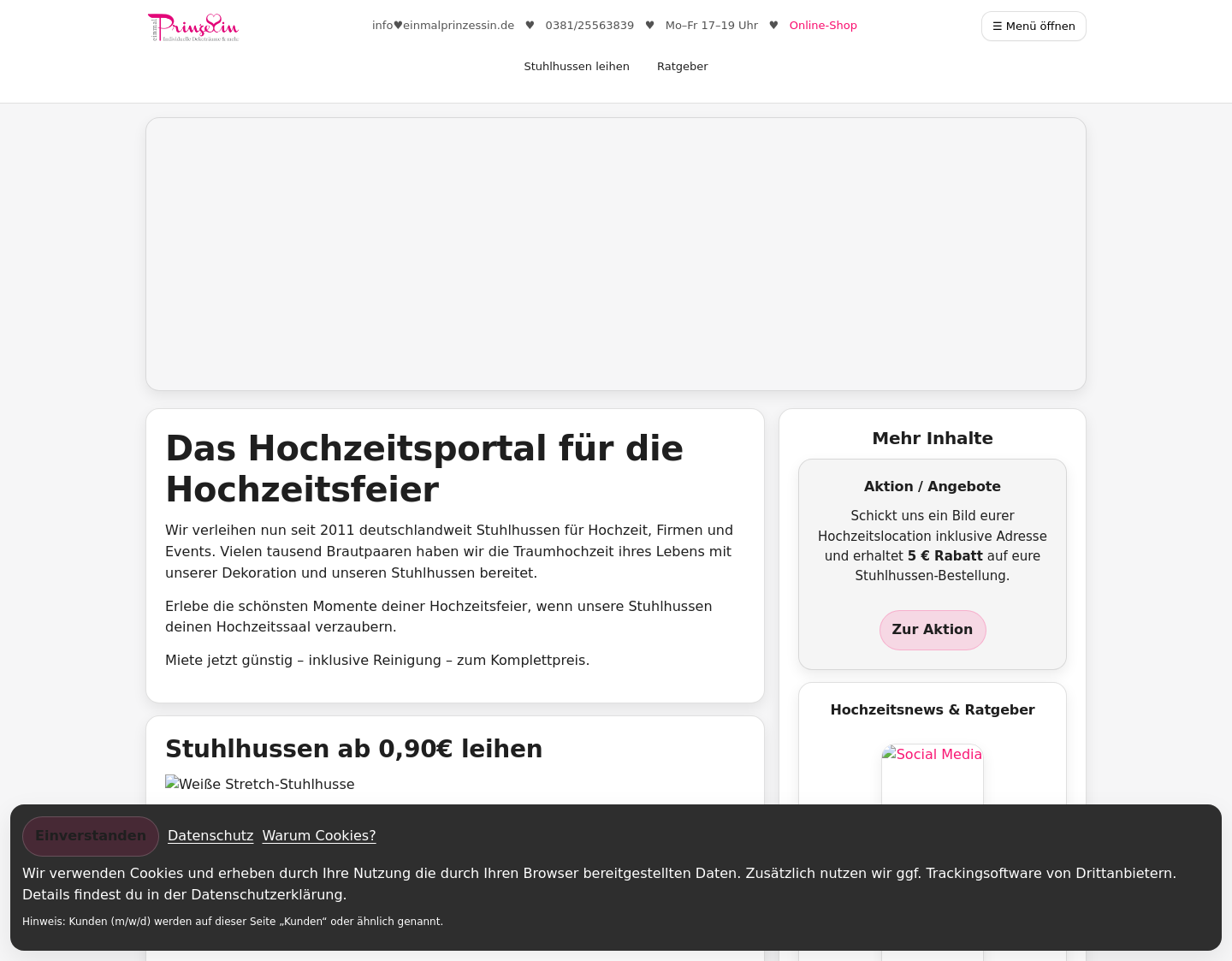 Aktuelle Website-Vorschau von Hochzeitsportal und WeddingStore
