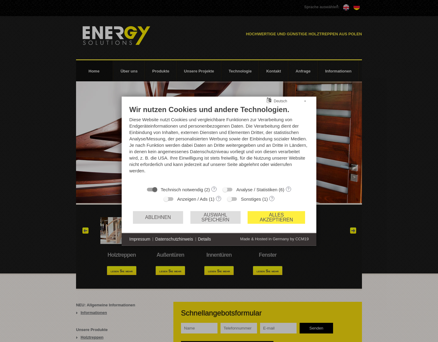 Aktuelle Website-Vorschau von Holztreppen von Energy Solutions