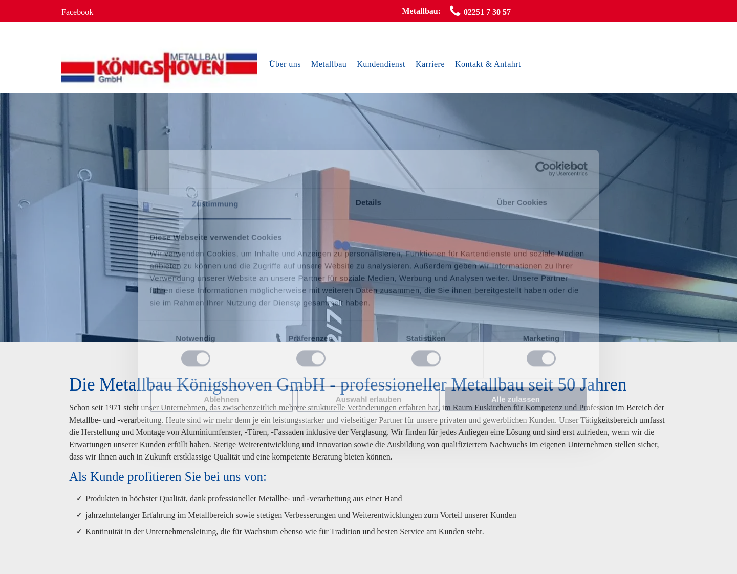Aktuelle Website-Vorschau von Metallbau Euskirchen
