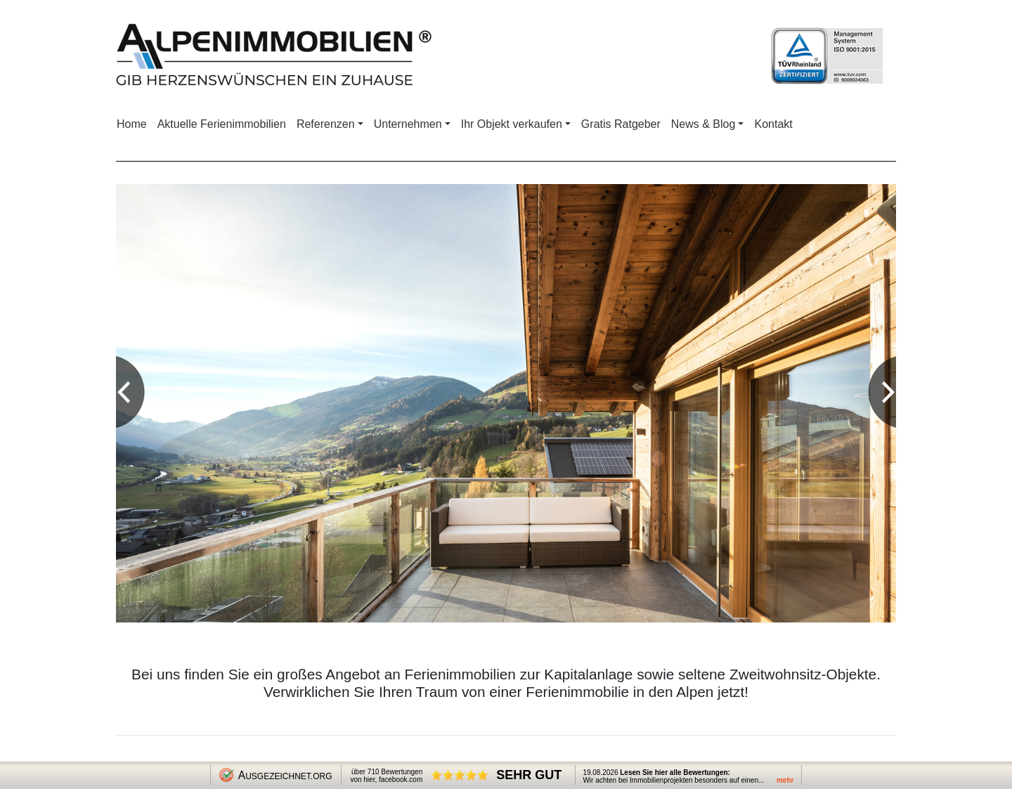 Aktuelle Website-Vorschau von Alpenimmobilien