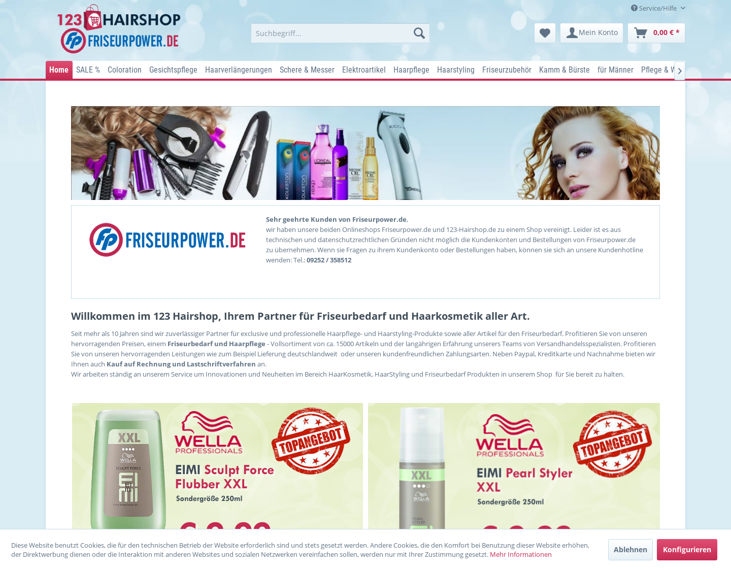Aktuelle Website-Vorschau von preiswert Friseurbedarf kaufen
