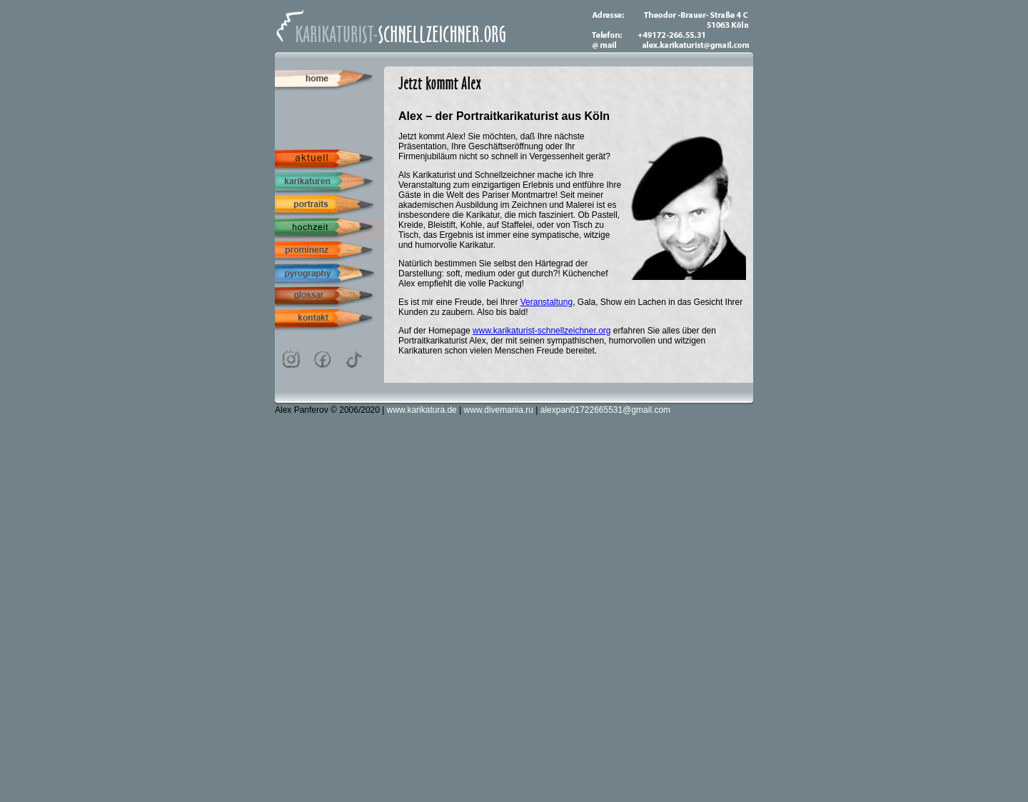 Aktuelle Website-Vorschau von Karikaturist