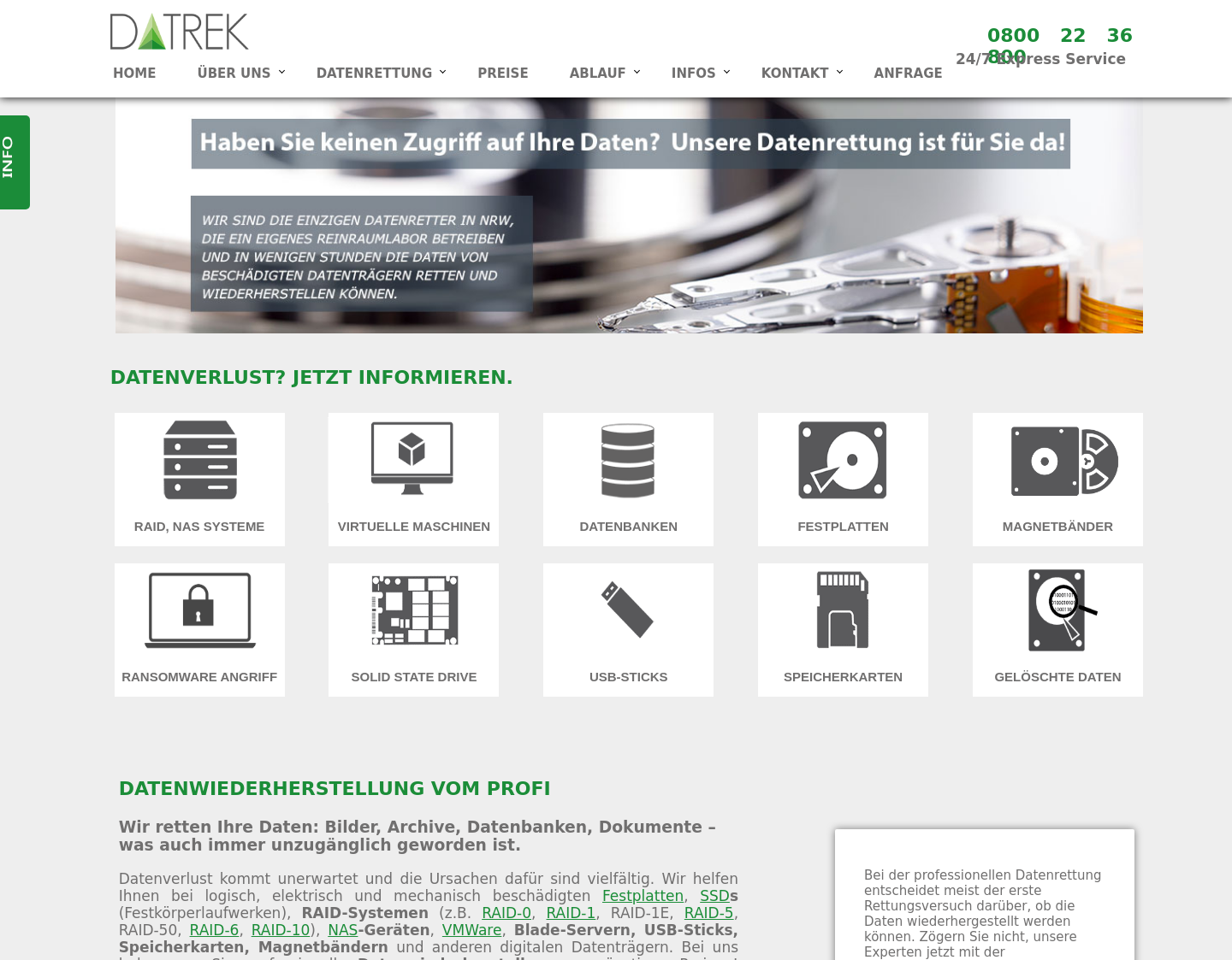 Aktuelle Website-Vorschau von Datenretter Köln