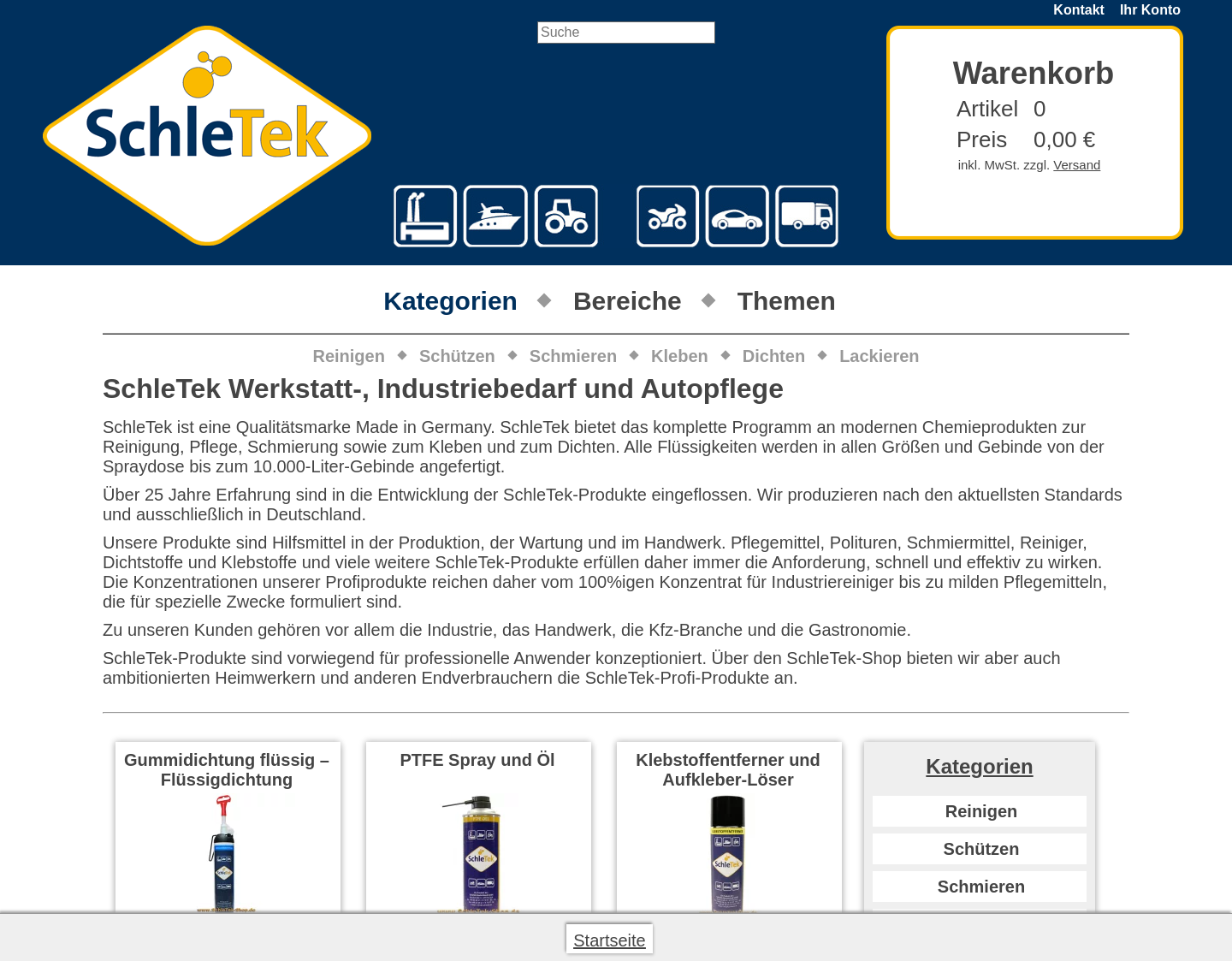 Aktuelle Website-Vorschau von SchleTek Industriebedarf