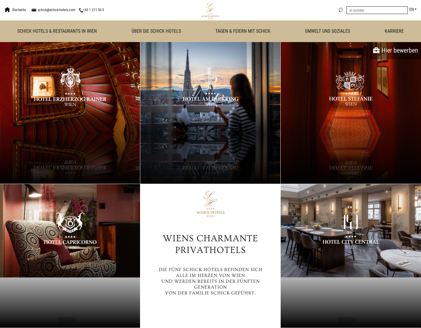 Aktuelle Website-Vorschau von Schick Hotels Wien