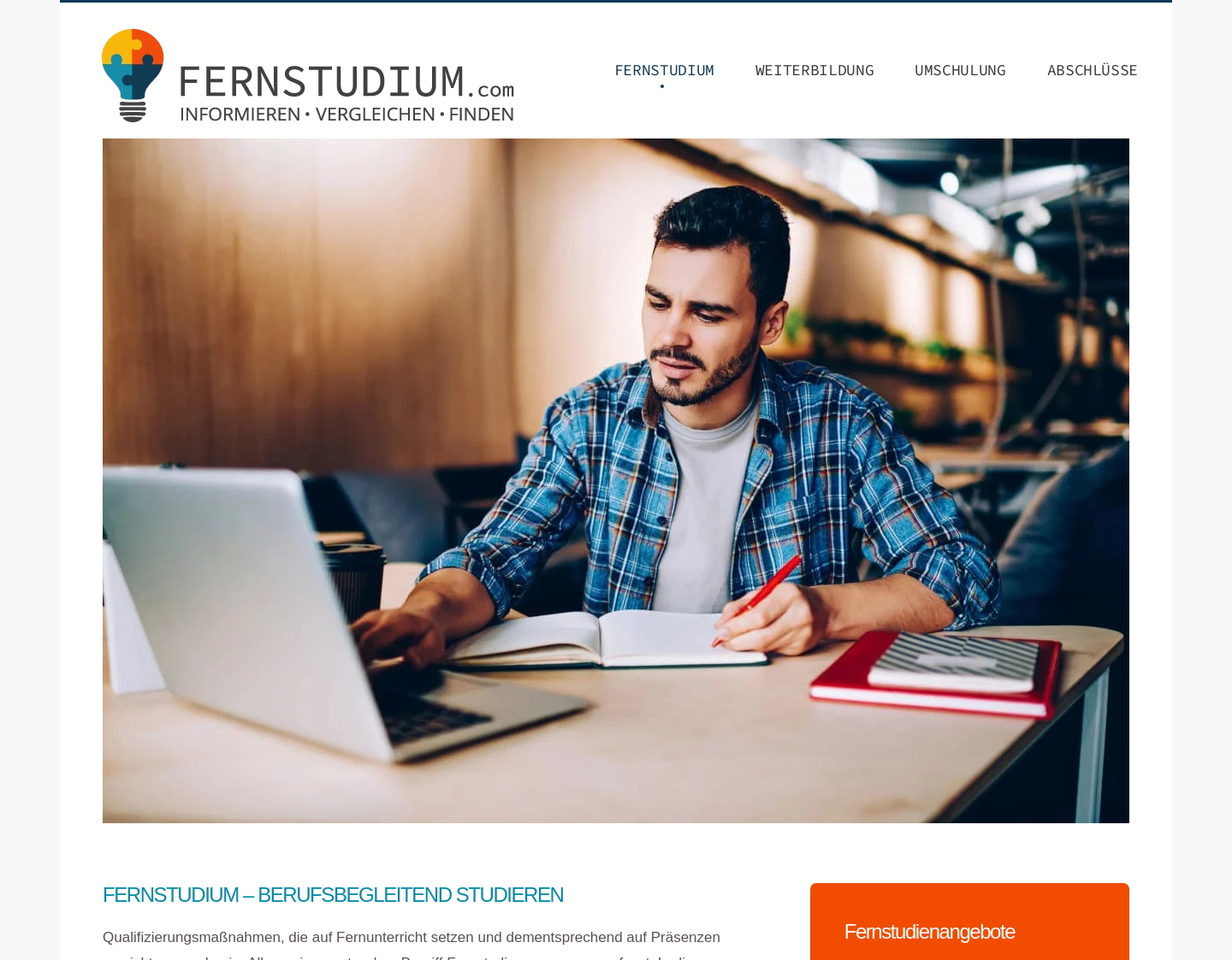 Aktuelle Website-Vorschau von Fernstudium.com