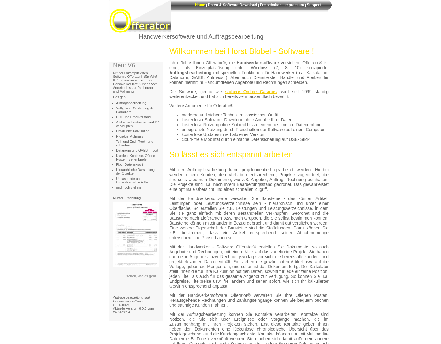 Aktuelle Website-Vorschau von Offerator