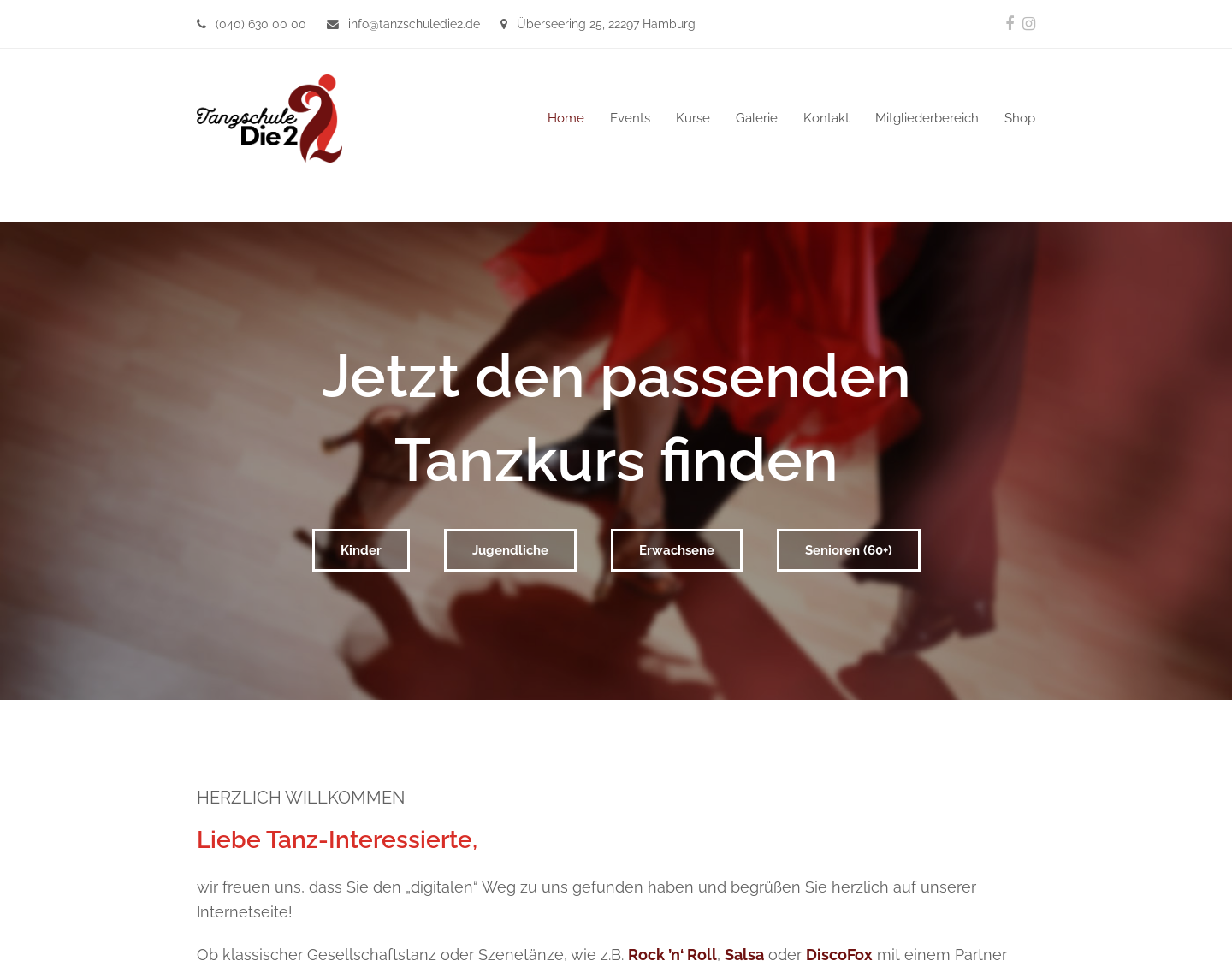 Aktuelle Website-Vorschau von Tanzschule Hamburg die2