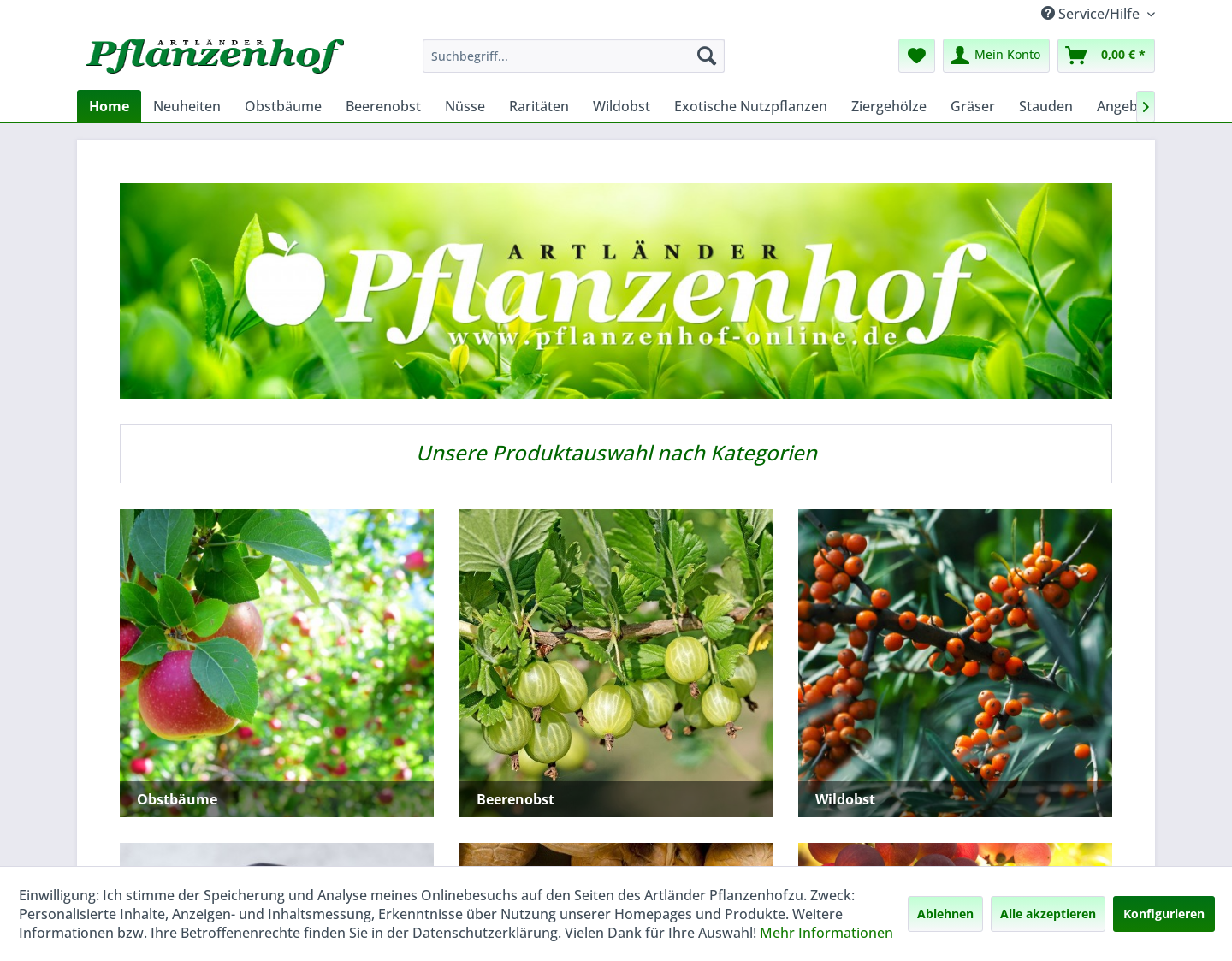 Aktuelle Website-Vorschau von Artländer Pflanzenhof