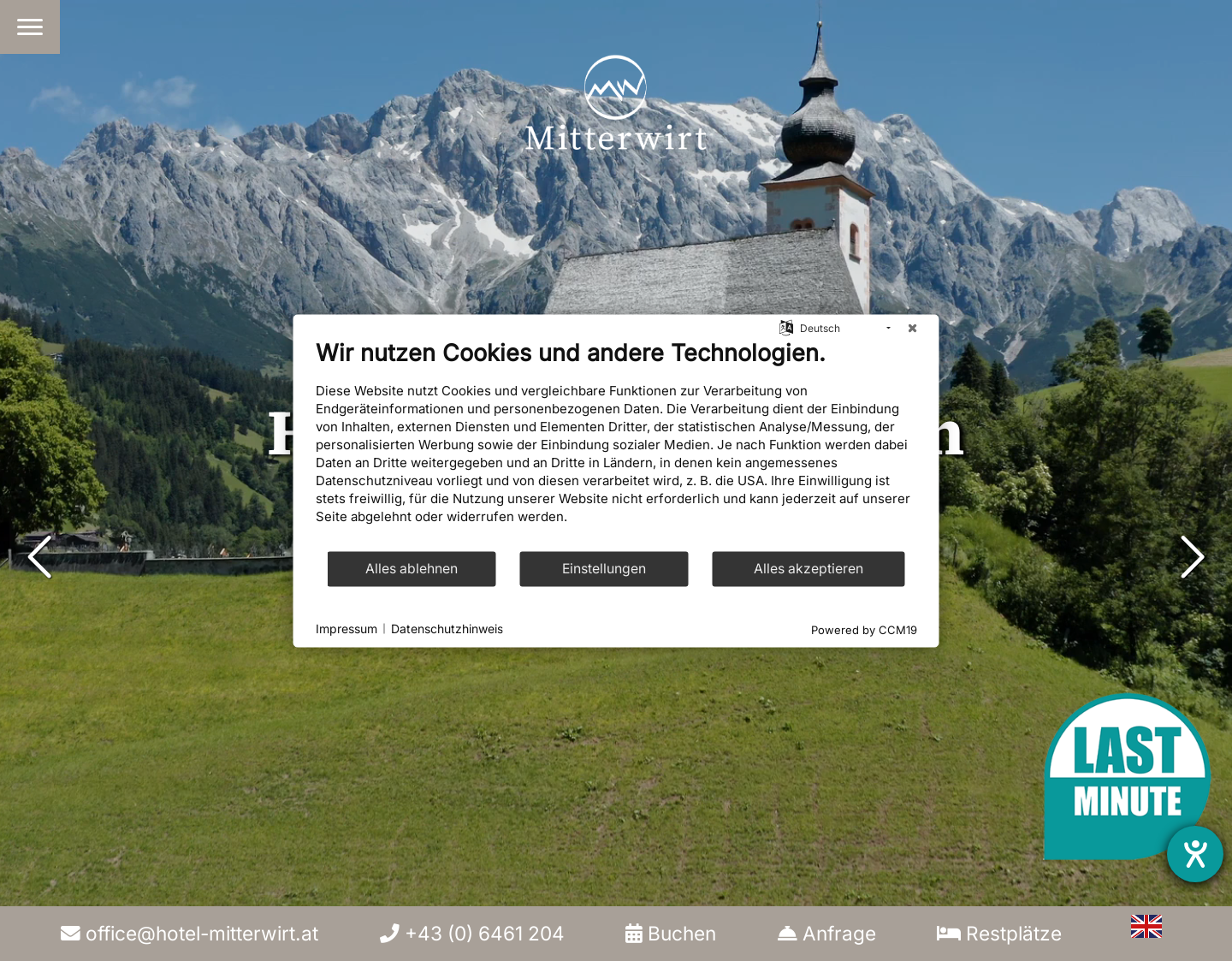 Aktuelle Website-Vorschau von Hotel Mitterwirt- Urlaub in Dienten