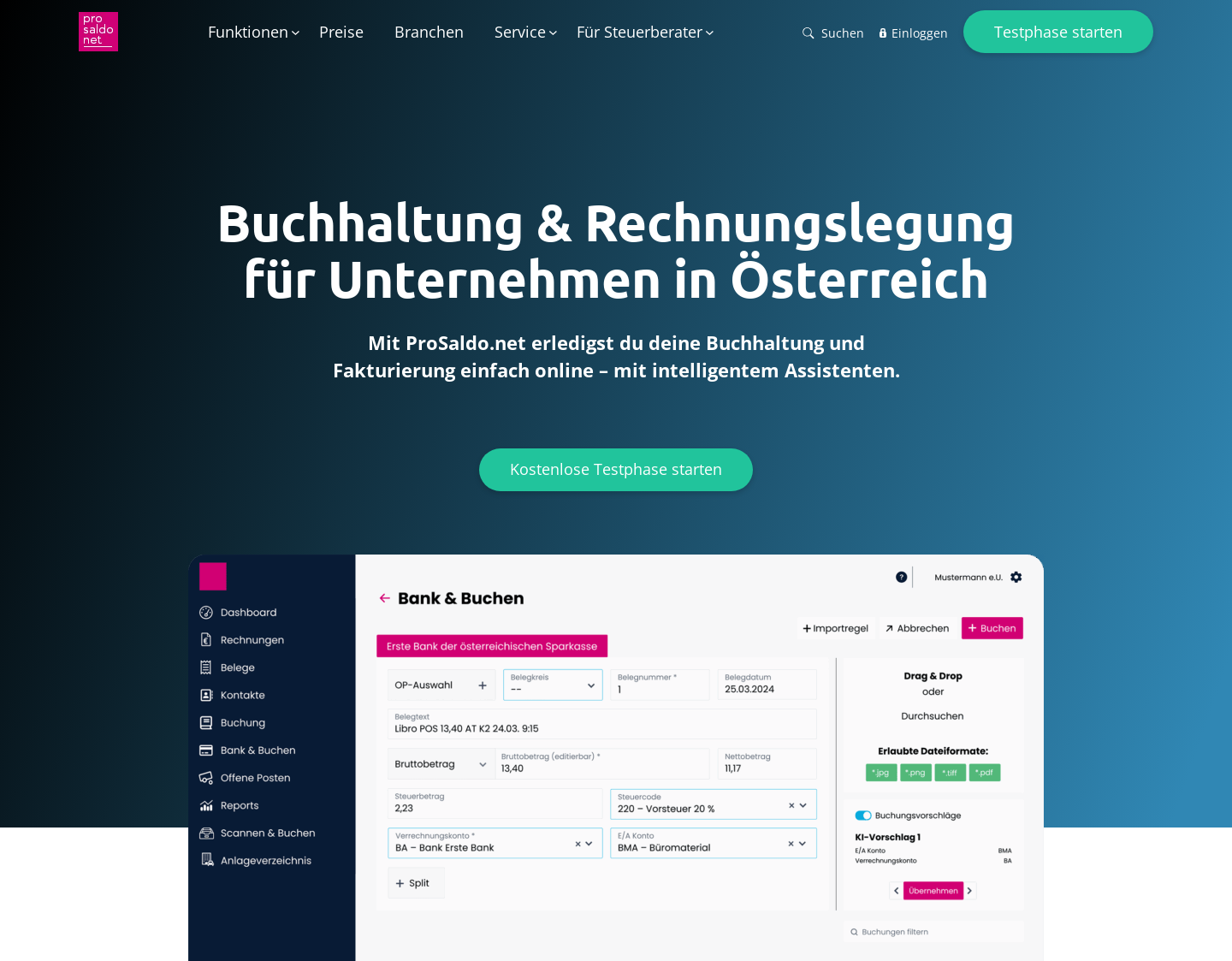 Aktuelle Website-Vorschau von Faktura für Selbständige