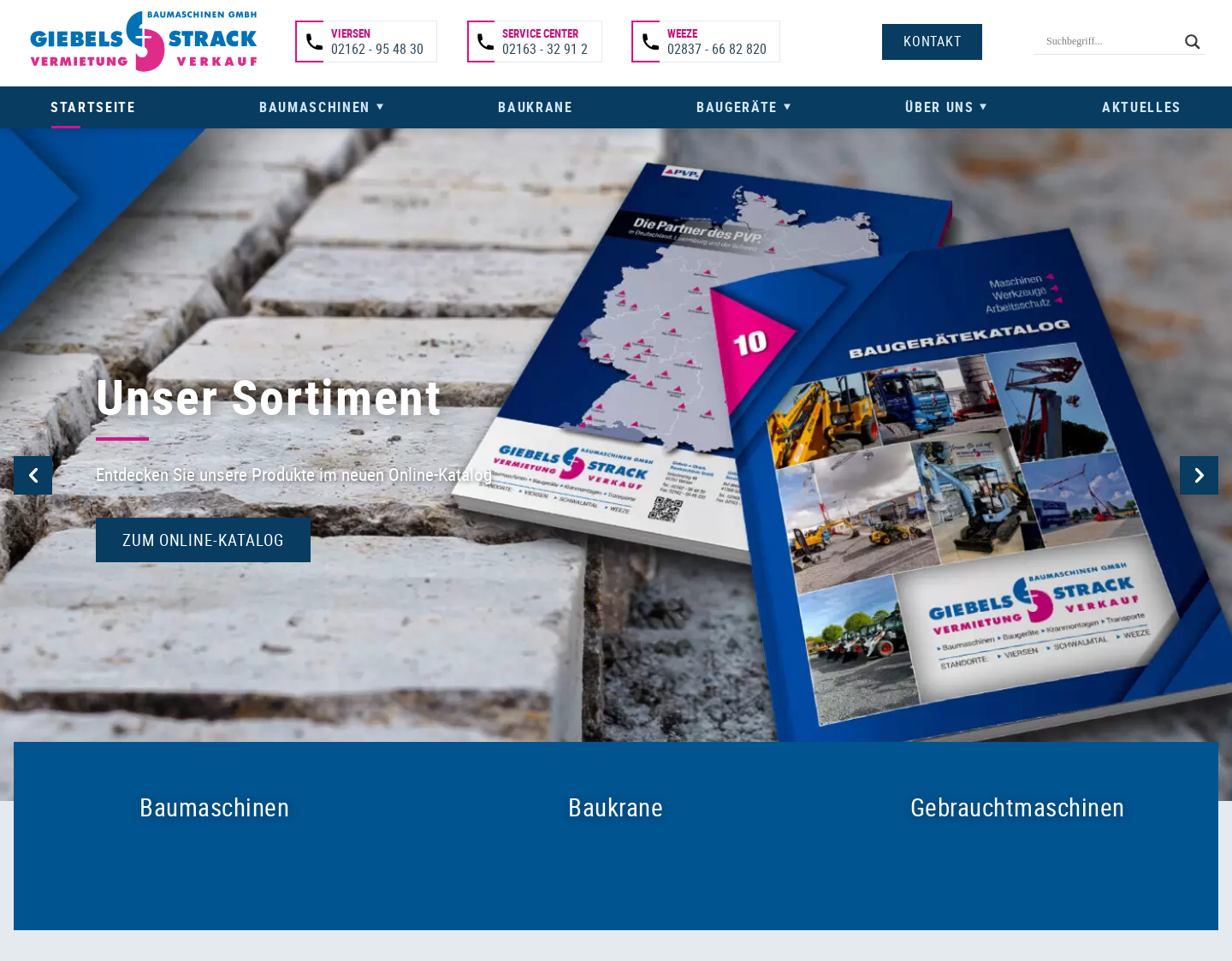 Aktuelle Website-Vorschau von Giebels + Strack Baumaschinen GmbH