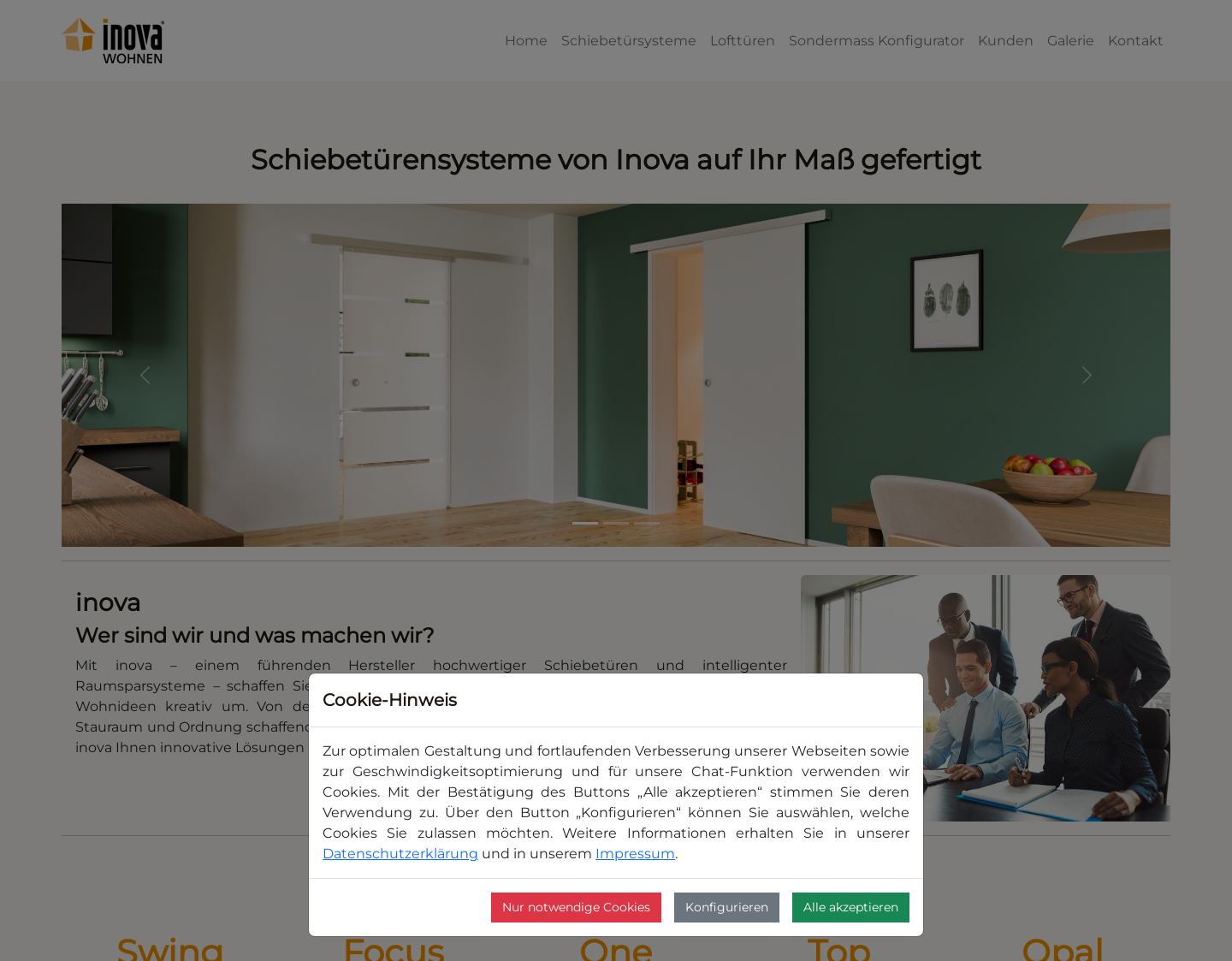 Aktuelle Website-Vorschau von inova star - Schiebetüren