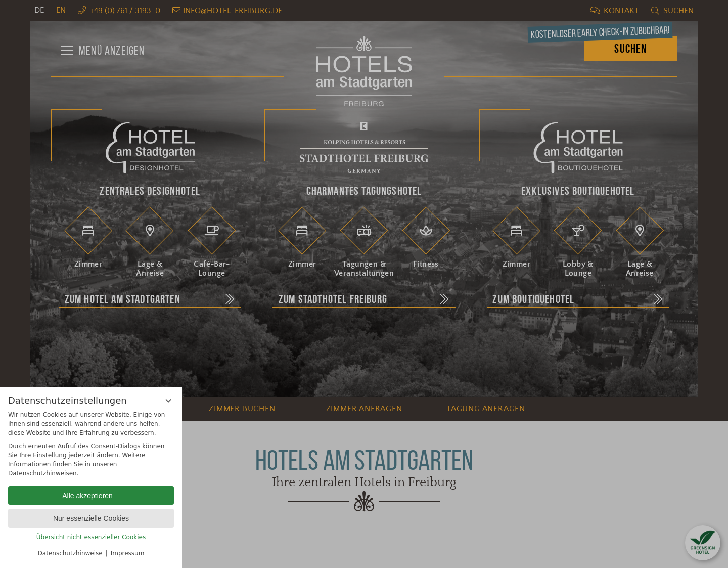 Aktuelle Website-Vorschau von hotel freiburg hotels schwarzwald - am Stadtgarten