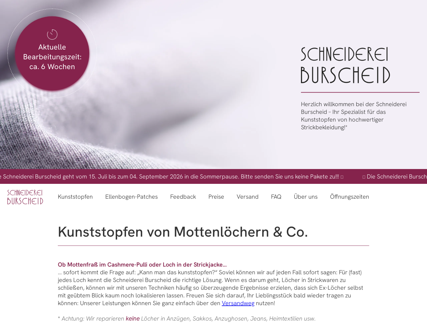 Aktuelle Website-Vorschau von Schneiderei Burscheid