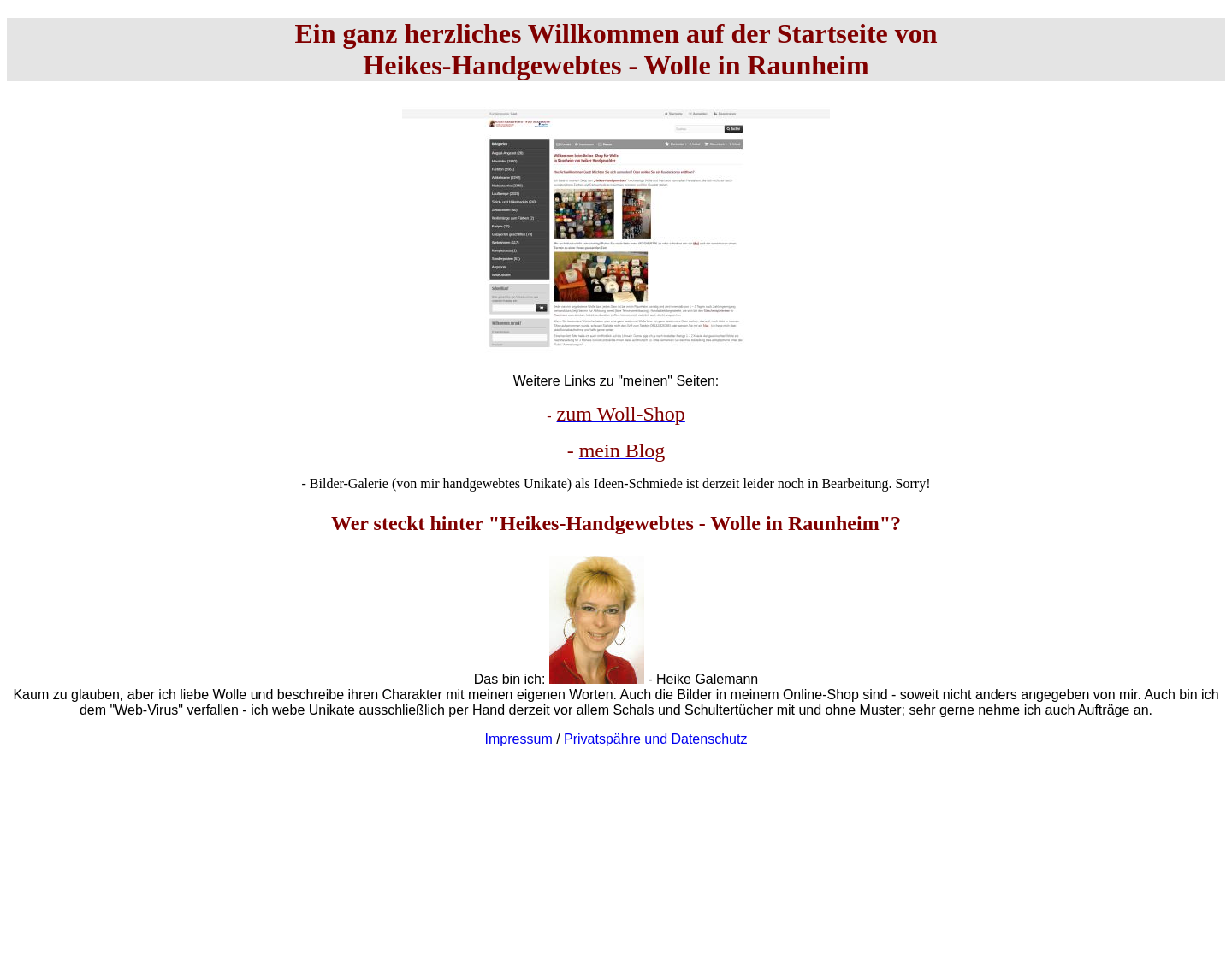 Aktuelle Website-Vorschau von Heikes-Handgewebtes