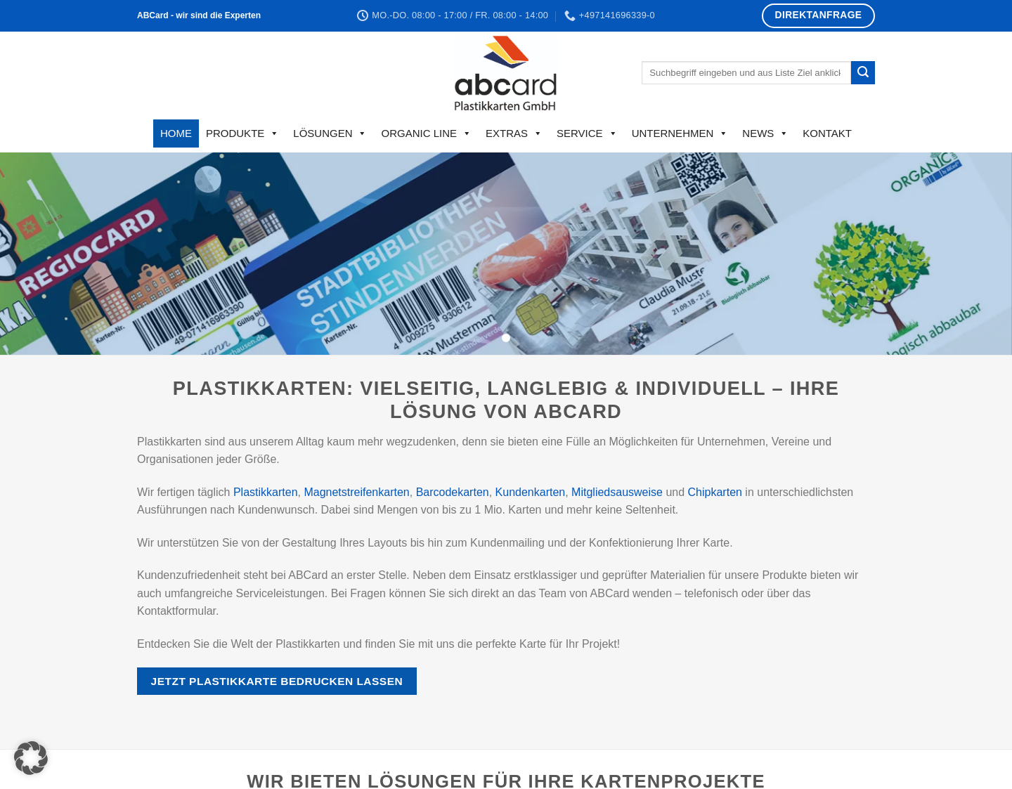 Aktuelle Website-Vorschau von Druck Plastikkarten