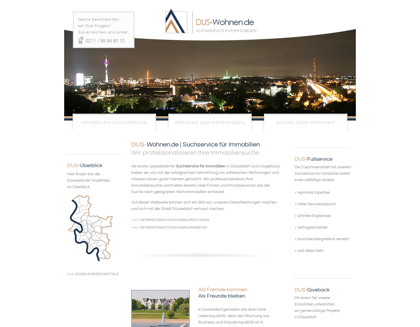 Aktuelle Website-Vorschau von DUS-Wohnen.de | Vermietungsservice