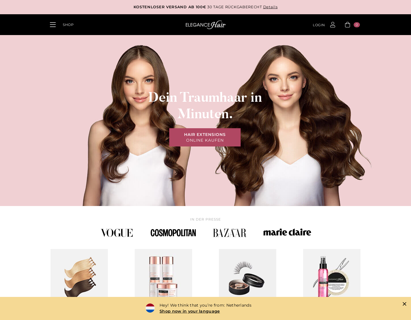 Aktuelle Website-Vorschau von Elegance-Hair