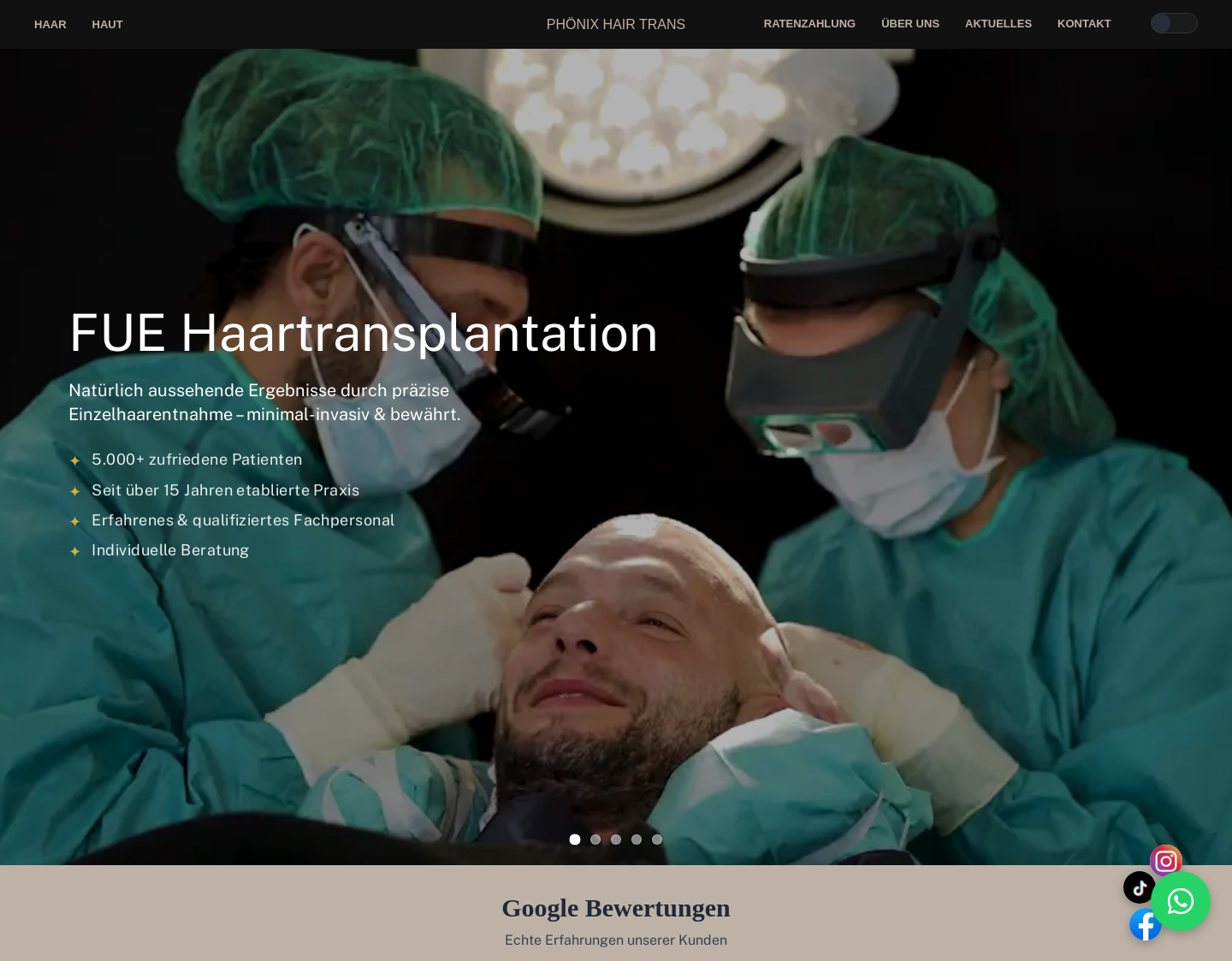 Aktuelle Website-Vorschau von Haartransplantation