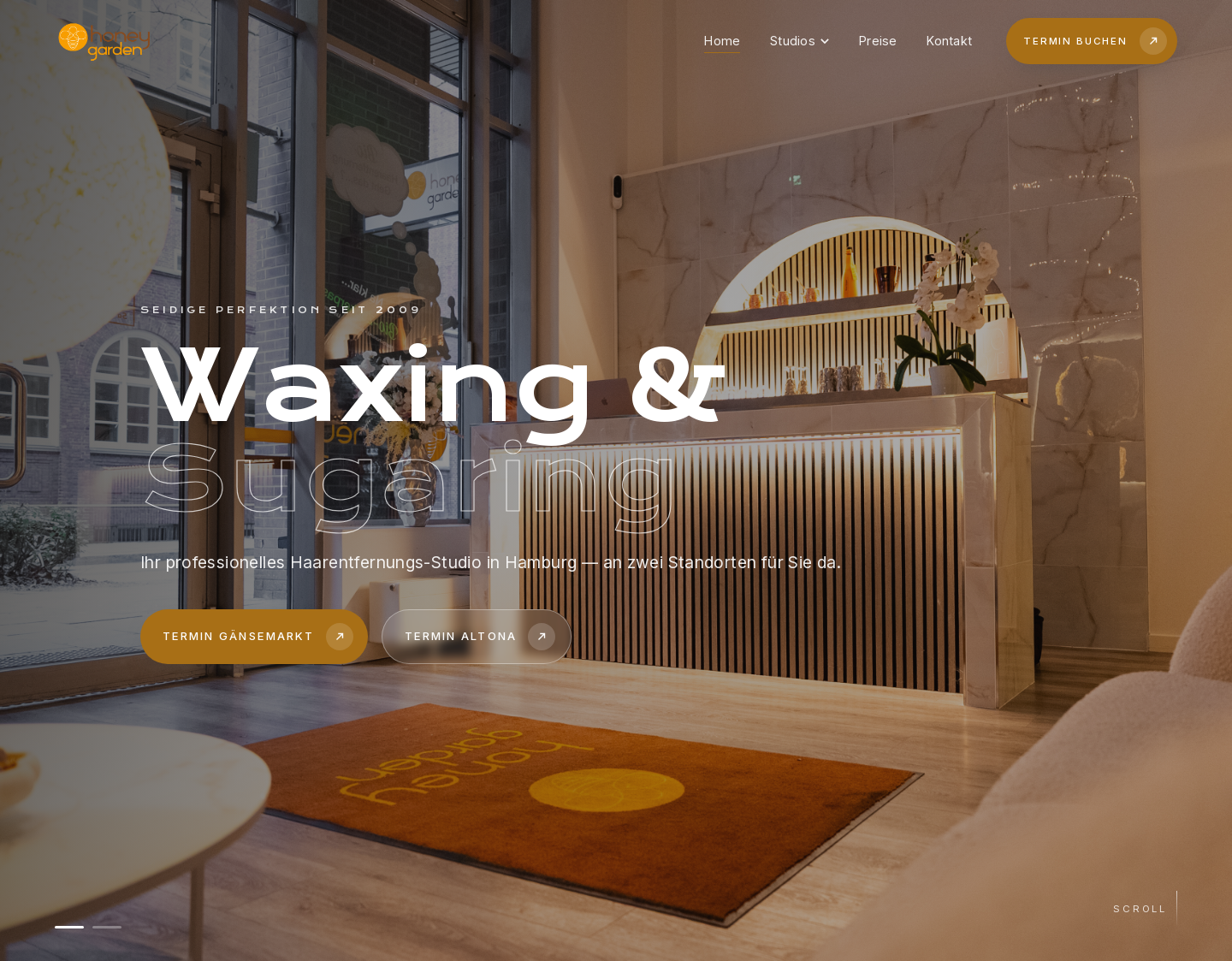 Aktuelle Website-Vorschau von Honey Garden Haarentfernung