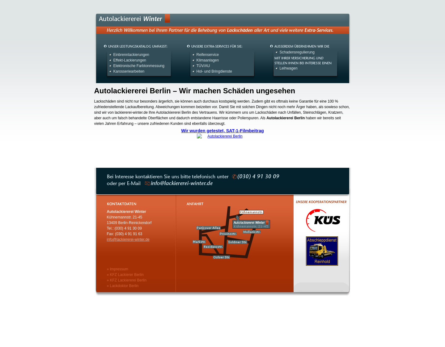 Aktuelle Website-Vorschau von Autolackiererei Berlin