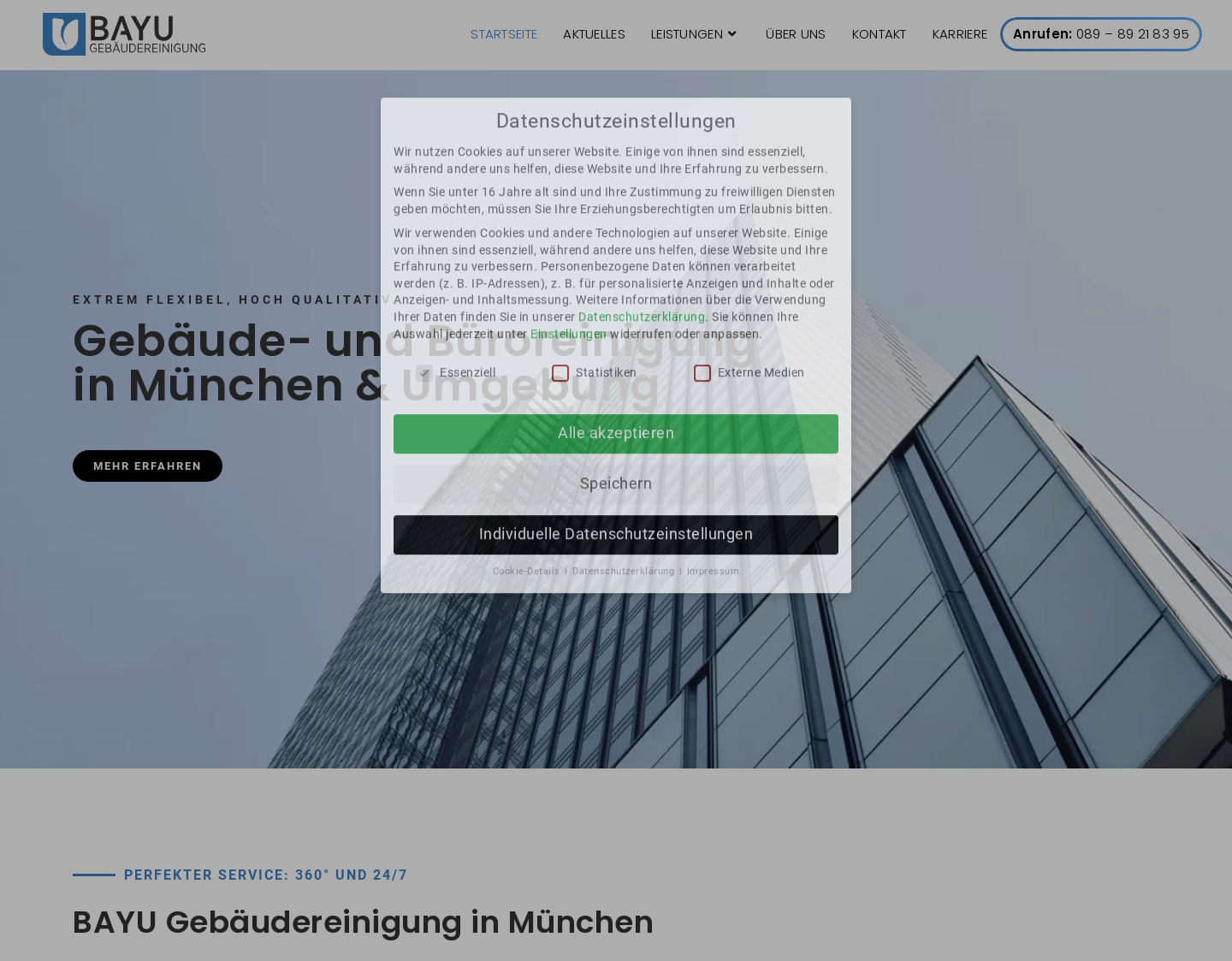 Aktuelle Website-Vorschau von Baureinigung München