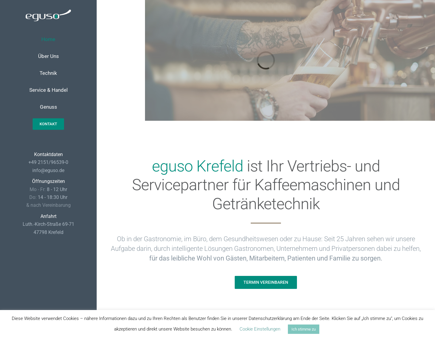 Aktuelle Website-Vorschau von Eguso Gastronomiebedarf