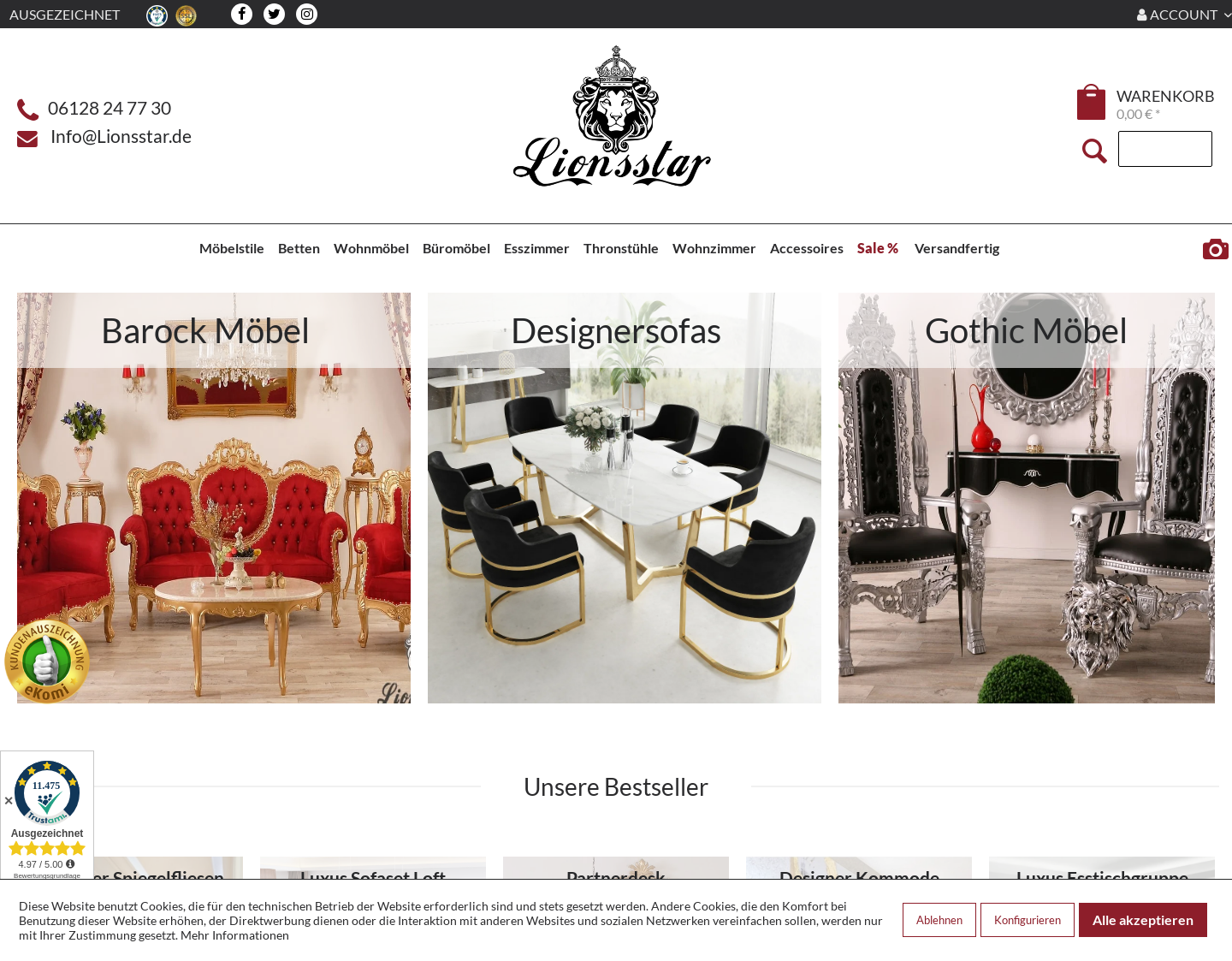 Aktuelle Website-Vorschau von Luxusmöbel