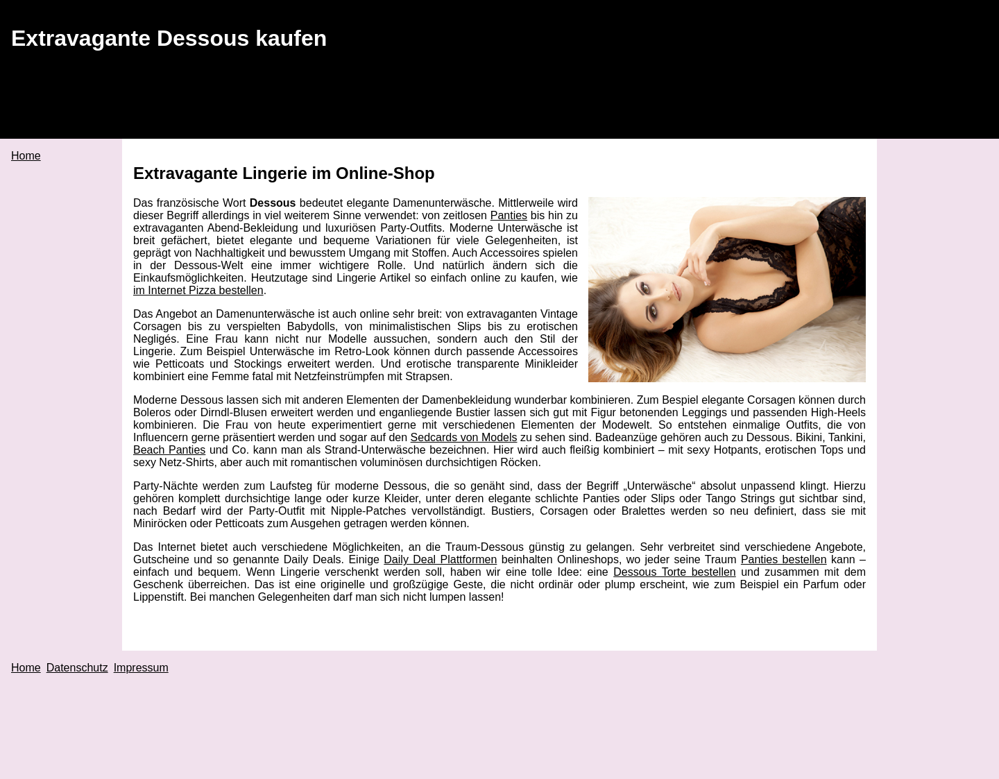 Aktuelle Website-Vorschau von Extravagant Dessous