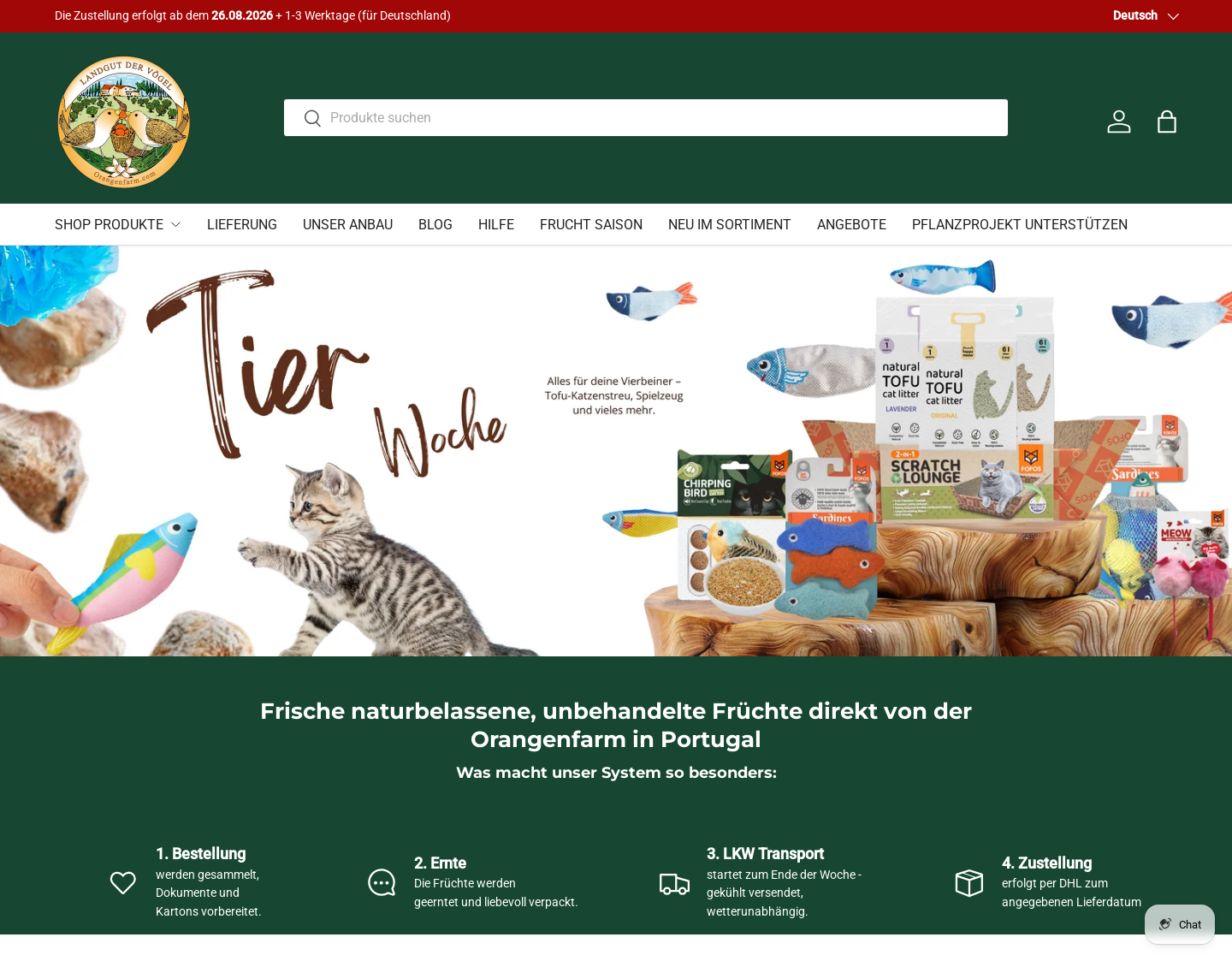 Aktuelle Website-Vorschau von Orangen Direktversand