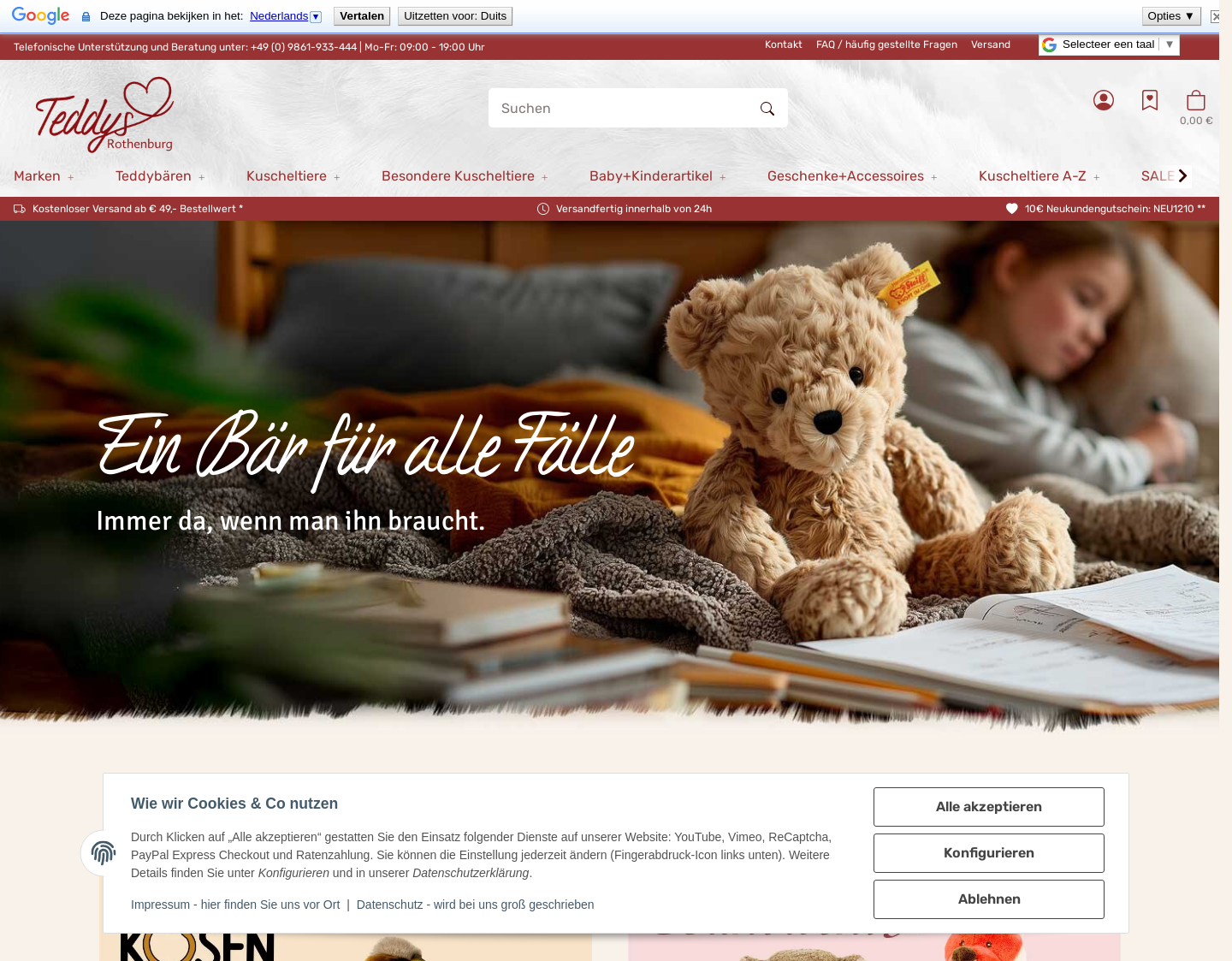 Aktuelle Website-Vorschau von Teddys Rothenburg