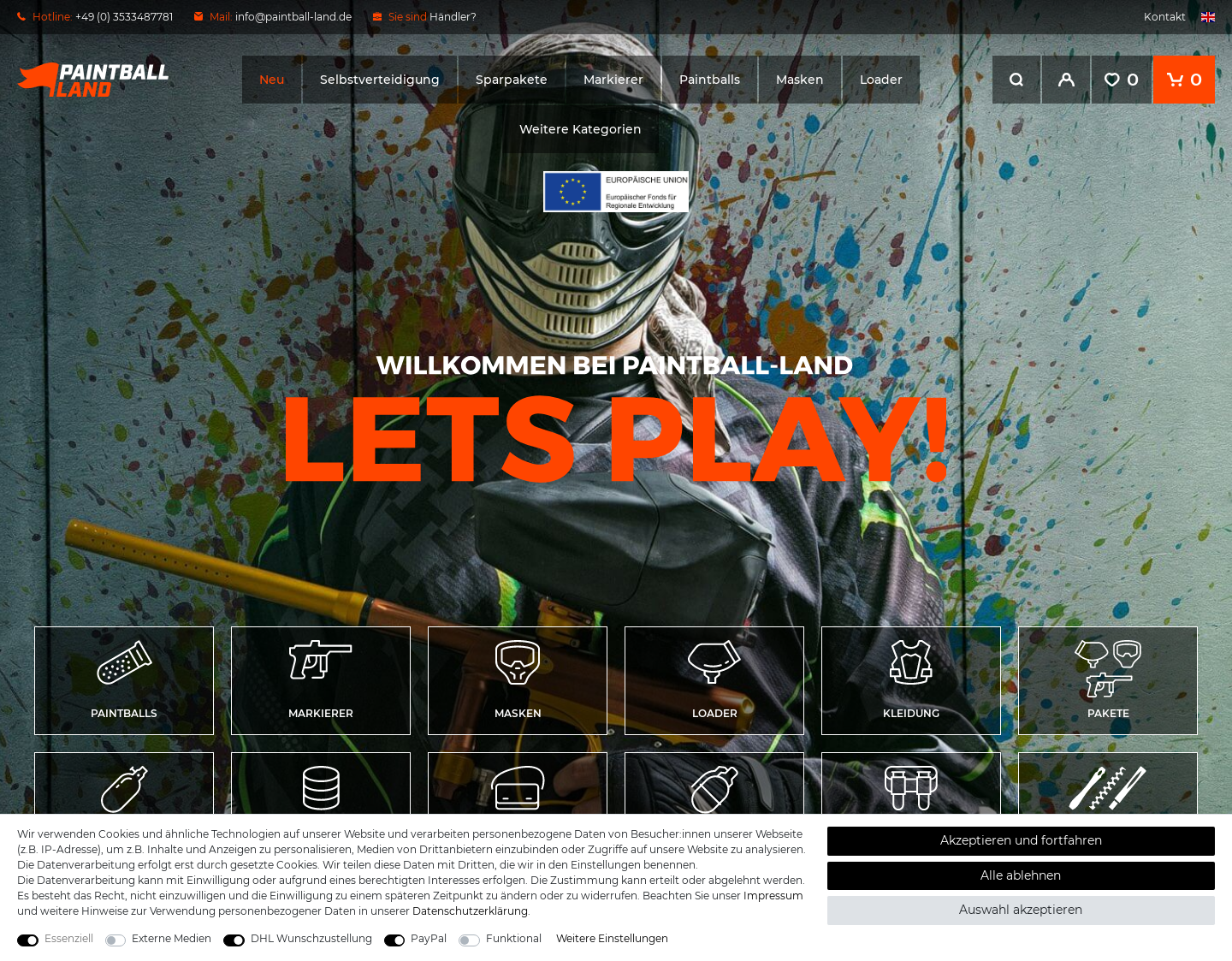 Aktuelle Website-Vorschau von Paintball Bekleidung zu kaufen