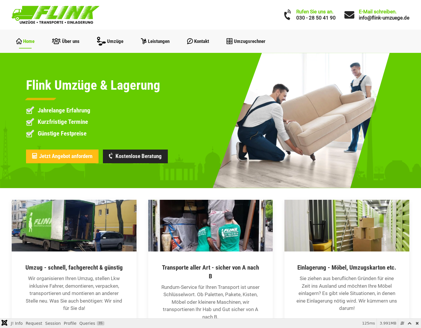 Aktuelle Website-Vorschau von Transporte - Umzüge & Lagerung