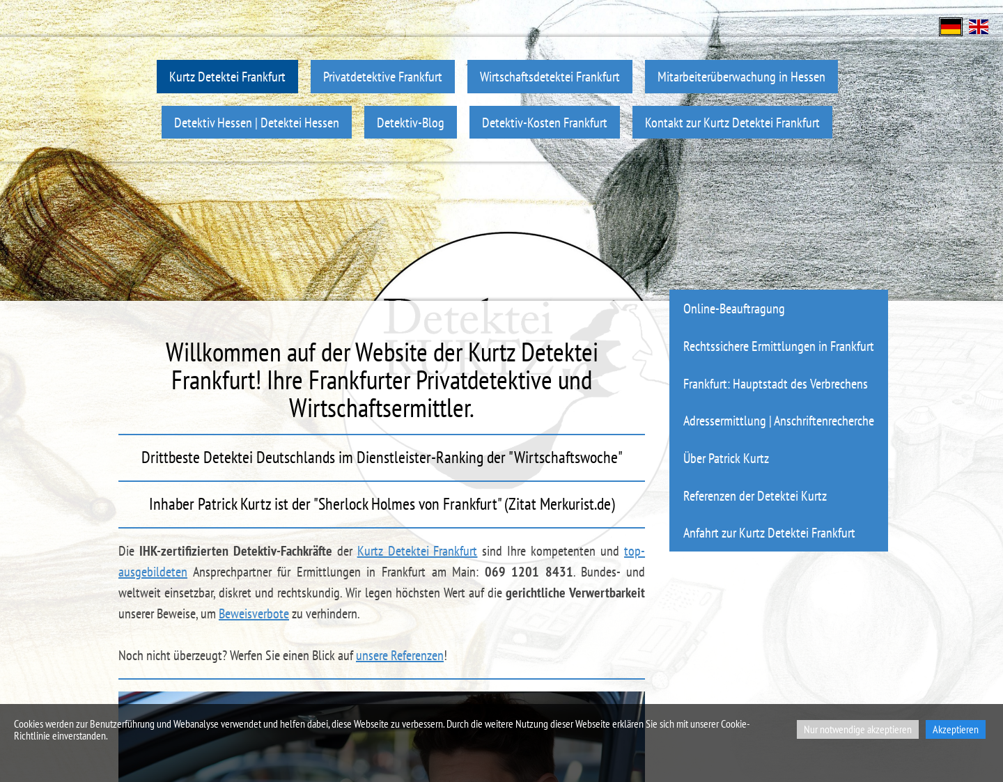 Aktuelle Website-Vorschau von Kurtz Detektei Frankfurt