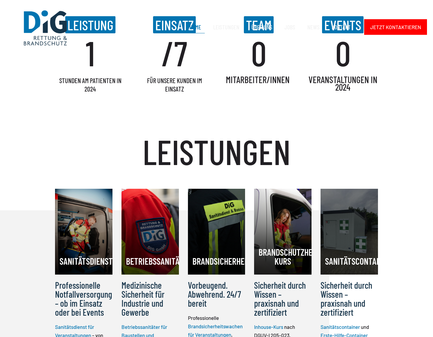 Aktuelle Website-Vorschau von Sanitätsdienst