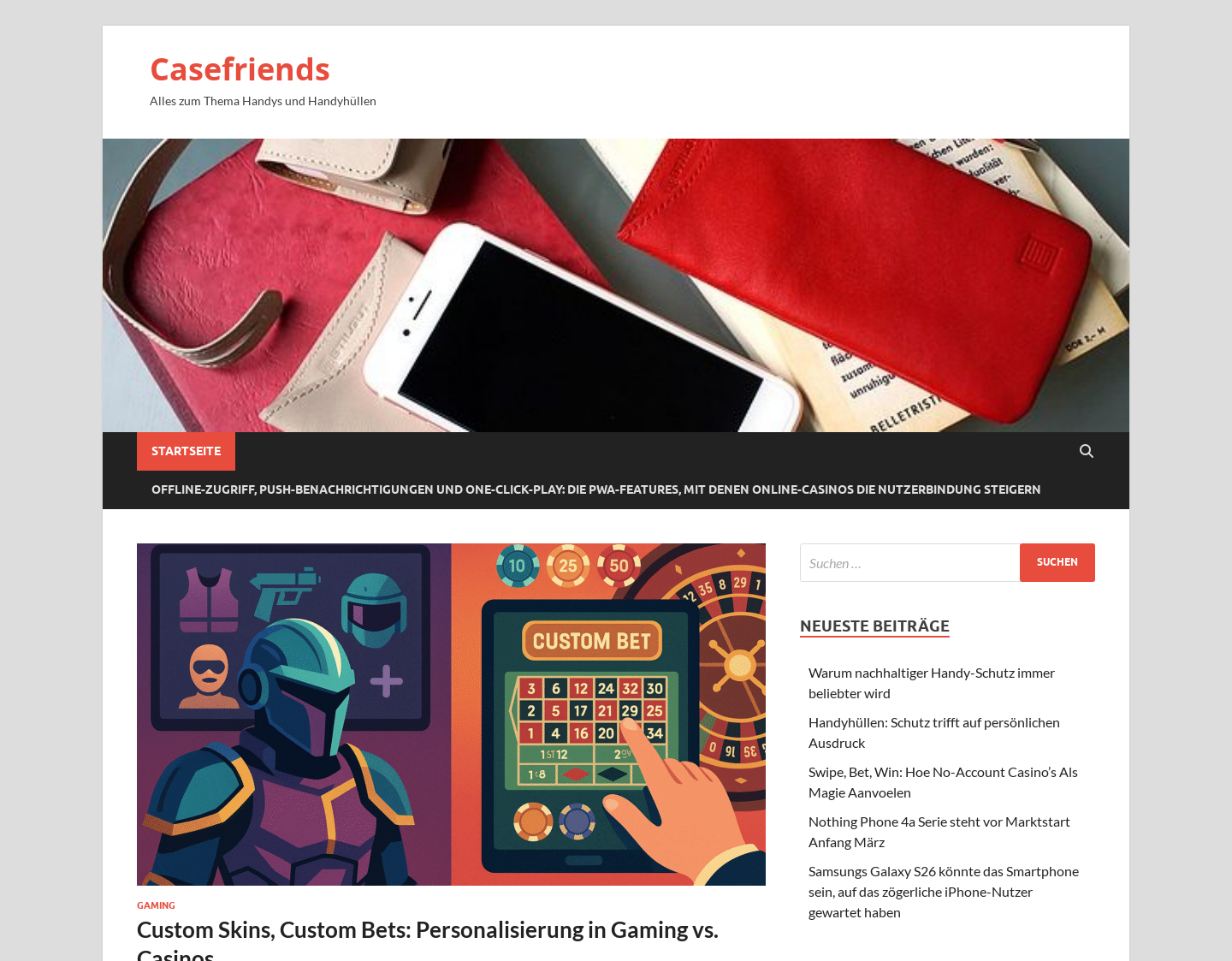 Aktuelle Website-Vorschau von Handyhüllen bei casefriends