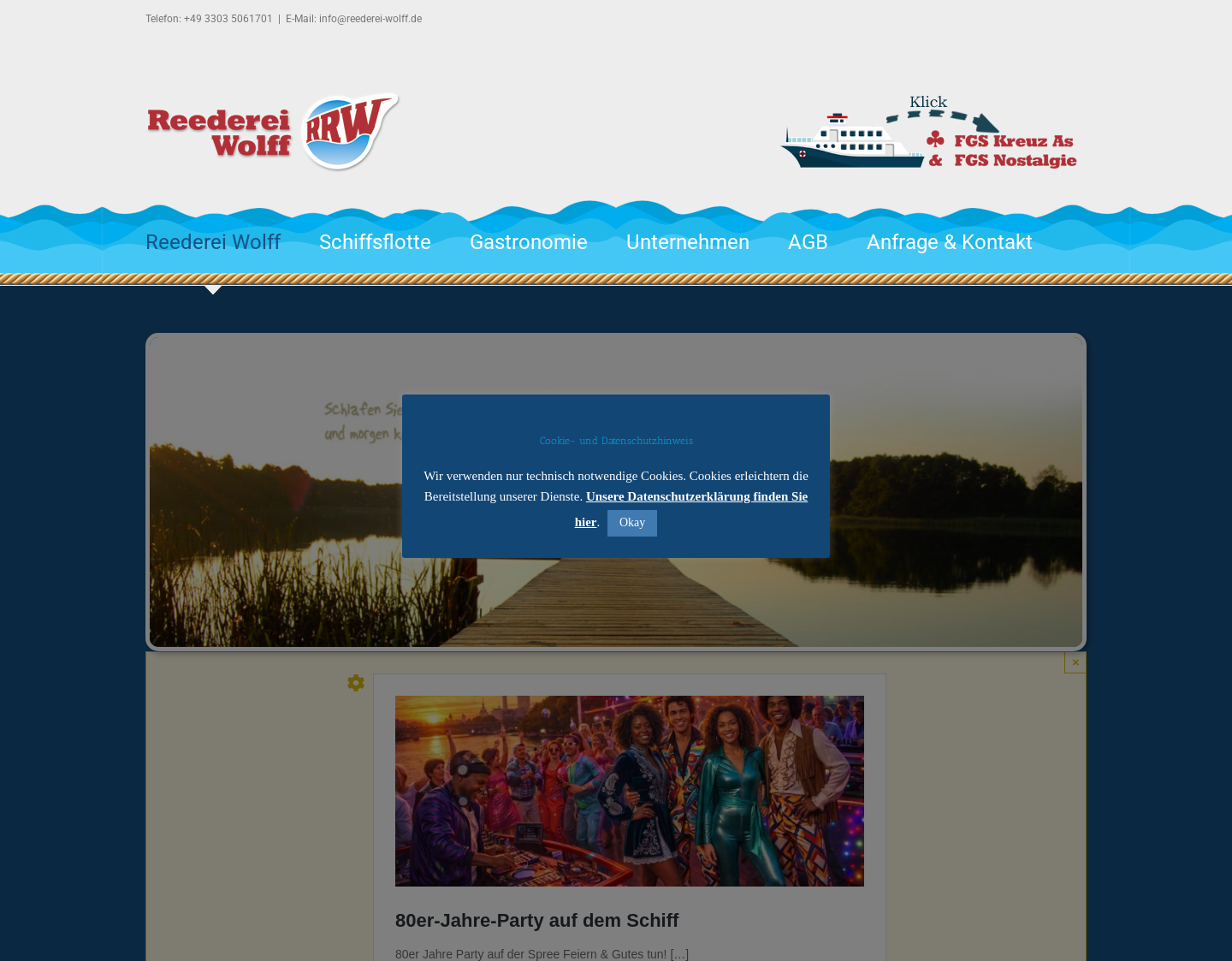 Aktuelle Website-Vorschau von Hochzeitsfahrten auf der Spree