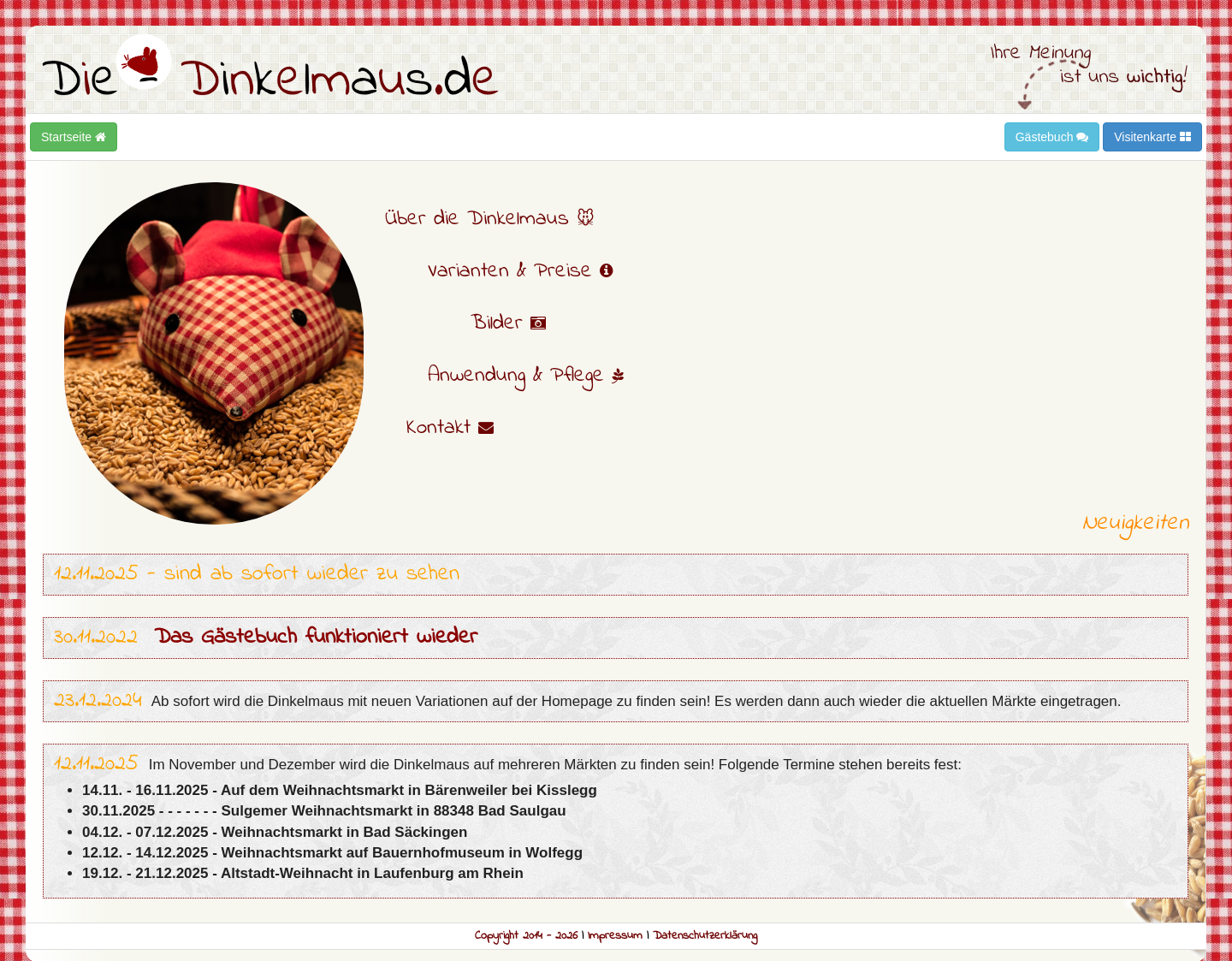 Aktuelle Website-Vorschau von Die Dinkelmaus - Das Körnerkissen
