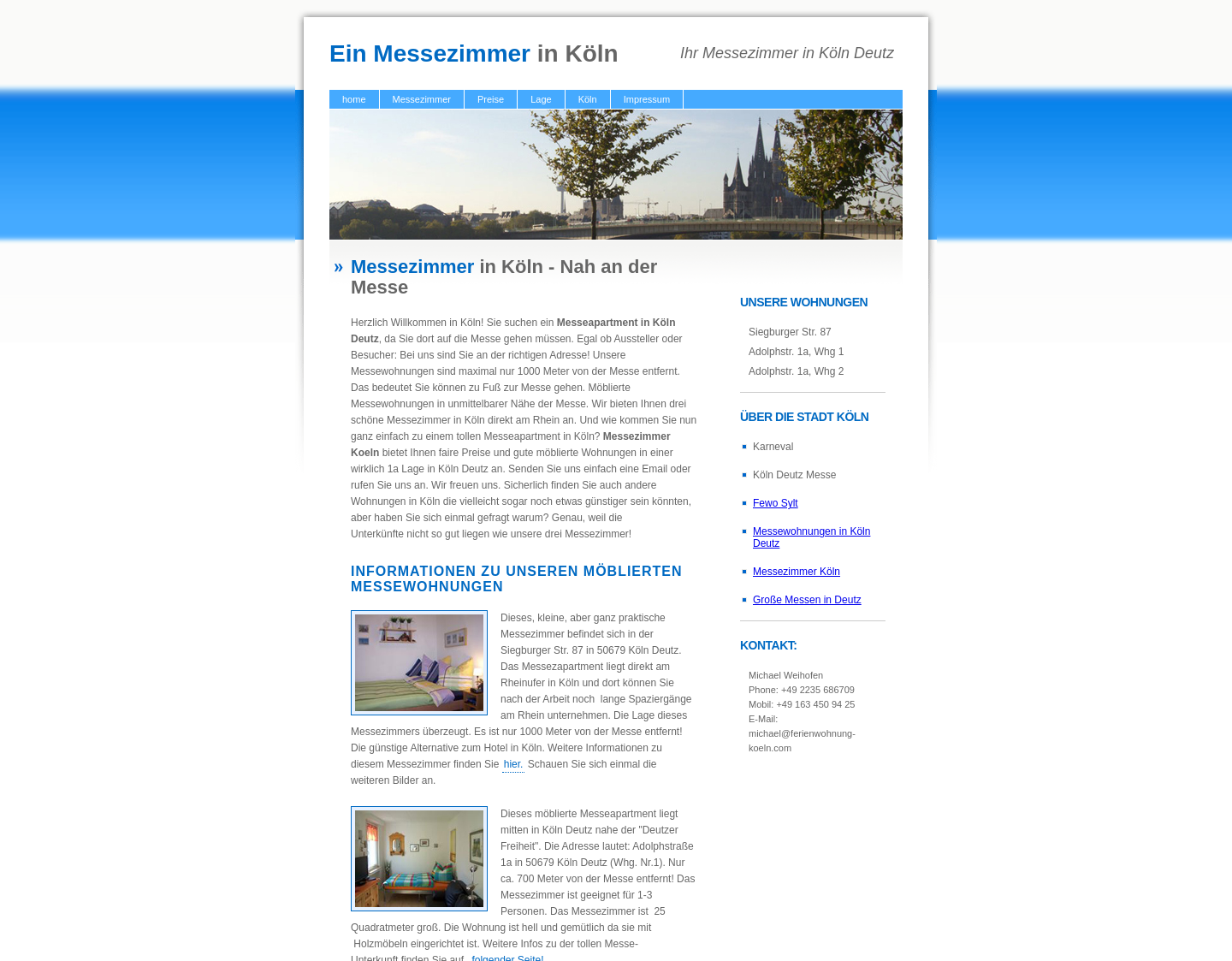 Aktuelle Website-Vorschau von Möblierte Messezimmer