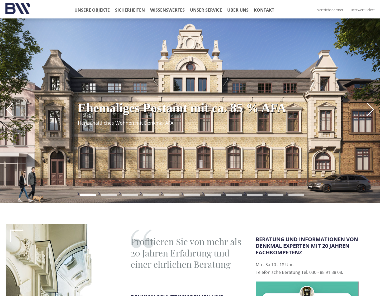 Aktuelle Website-Vorschau von BW Bestwert Immobilien GmbH
