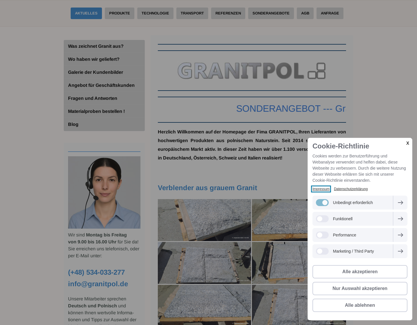 Aktuelle Website-Vorschau von Quadersteine und Granitpflaster