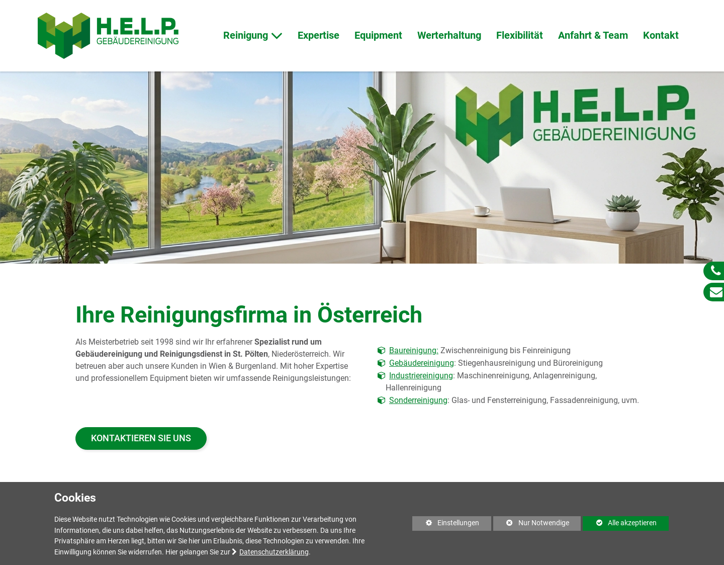 Aktuelle Website-Vorschau von HELP Gebäudereinigung