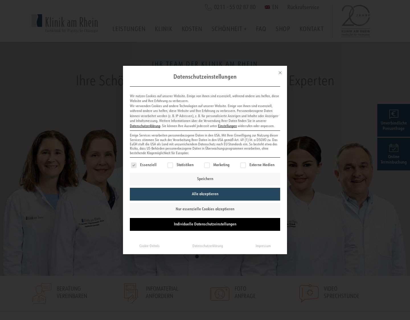 Aktuelle Website-Vorschau von Klinik am Rhein