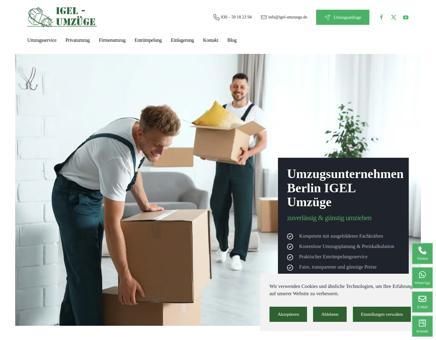 Aktuelle Website-Vorschau von Ihr Umzug mit IGEL Umzüge